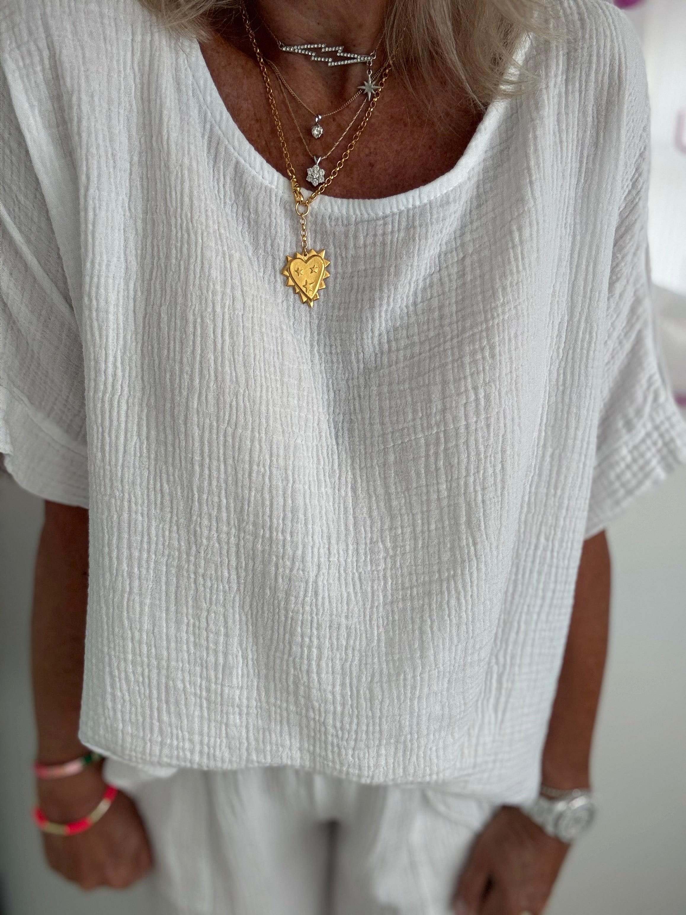 Simple Cheesecloth Top in White