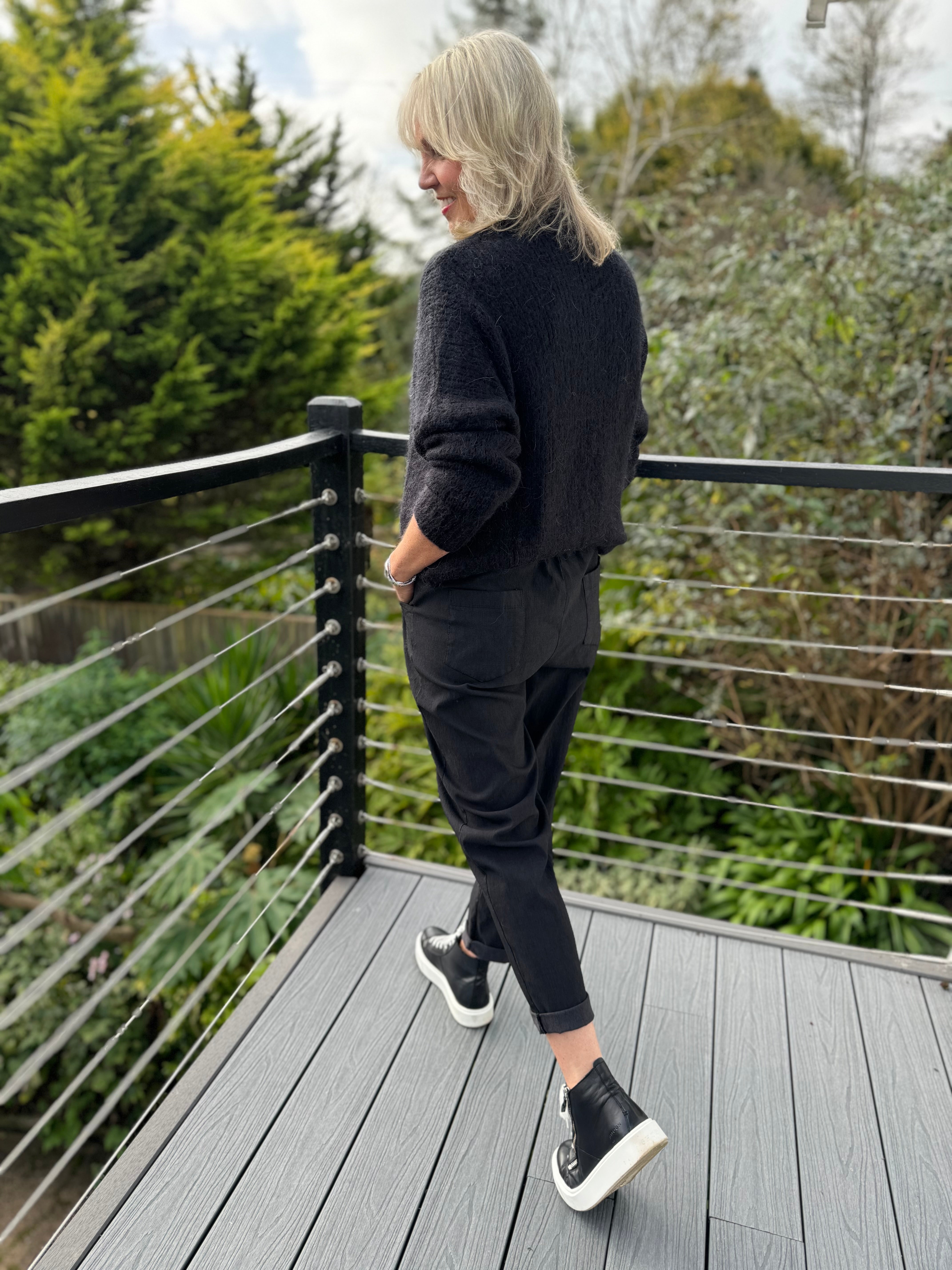 Engineered Boyfriend Joggers in Black