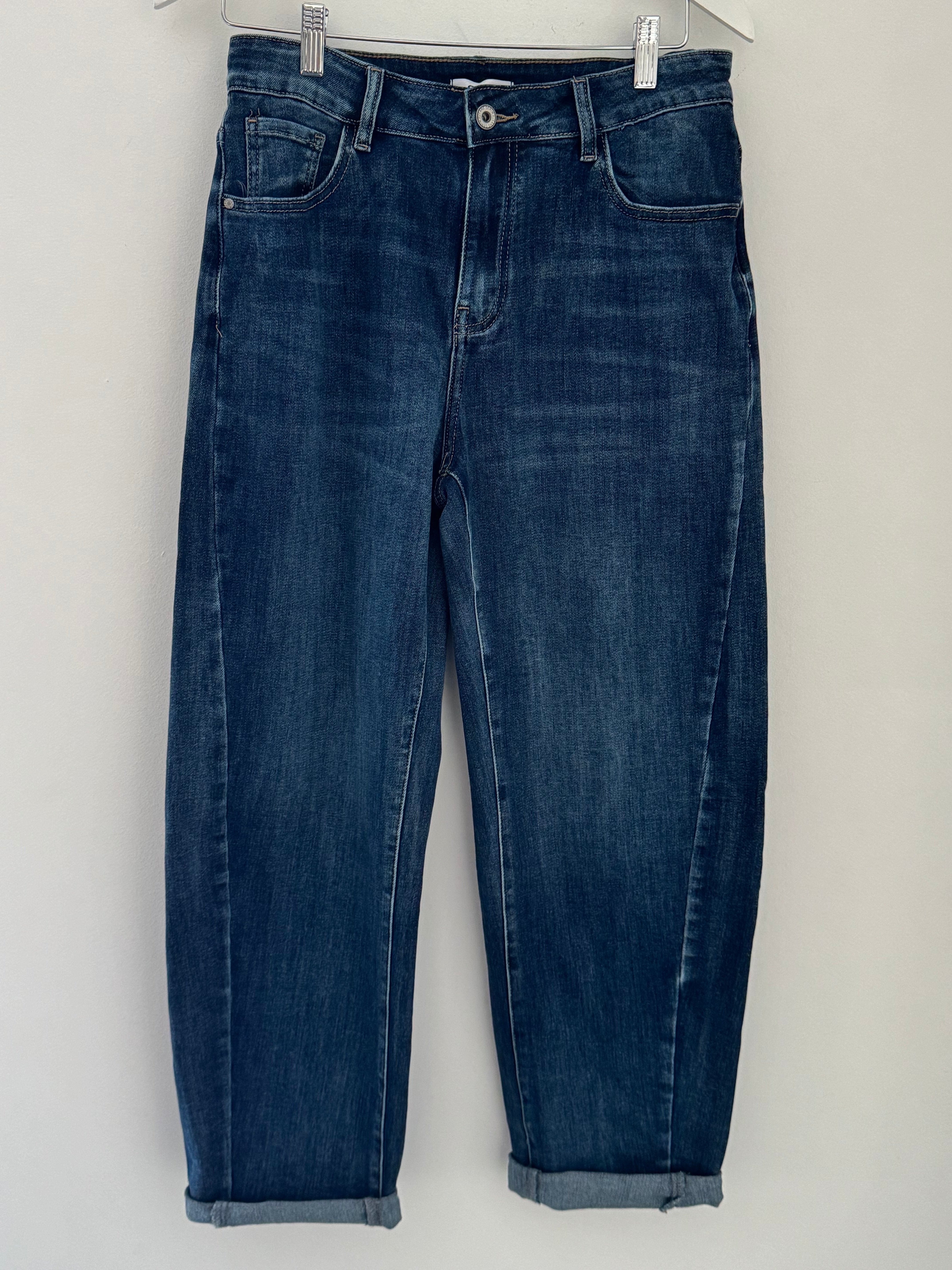 Stretch Boyfriend Jeans in Mid Denim