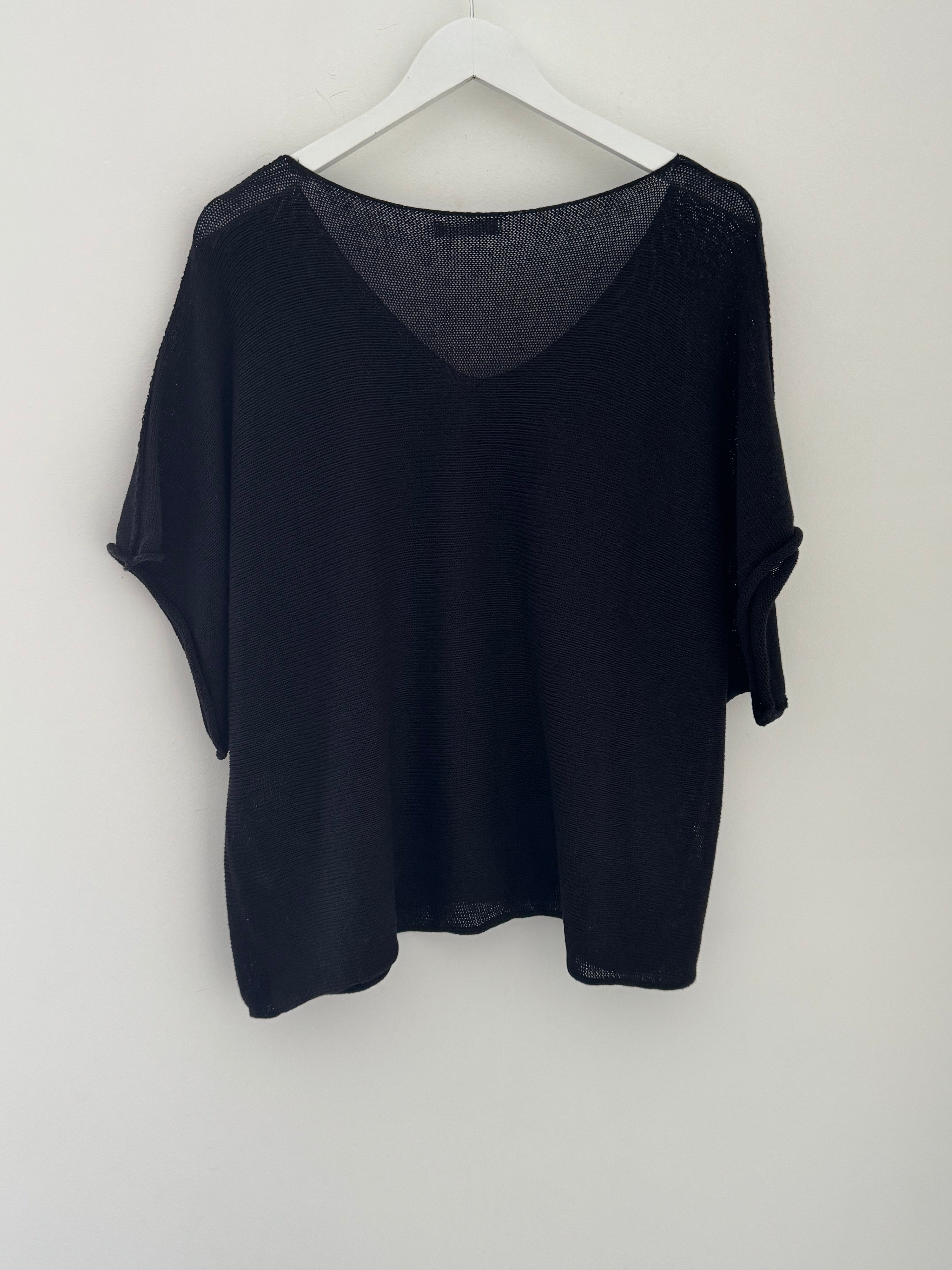Lightweight Cotton Knit in Black