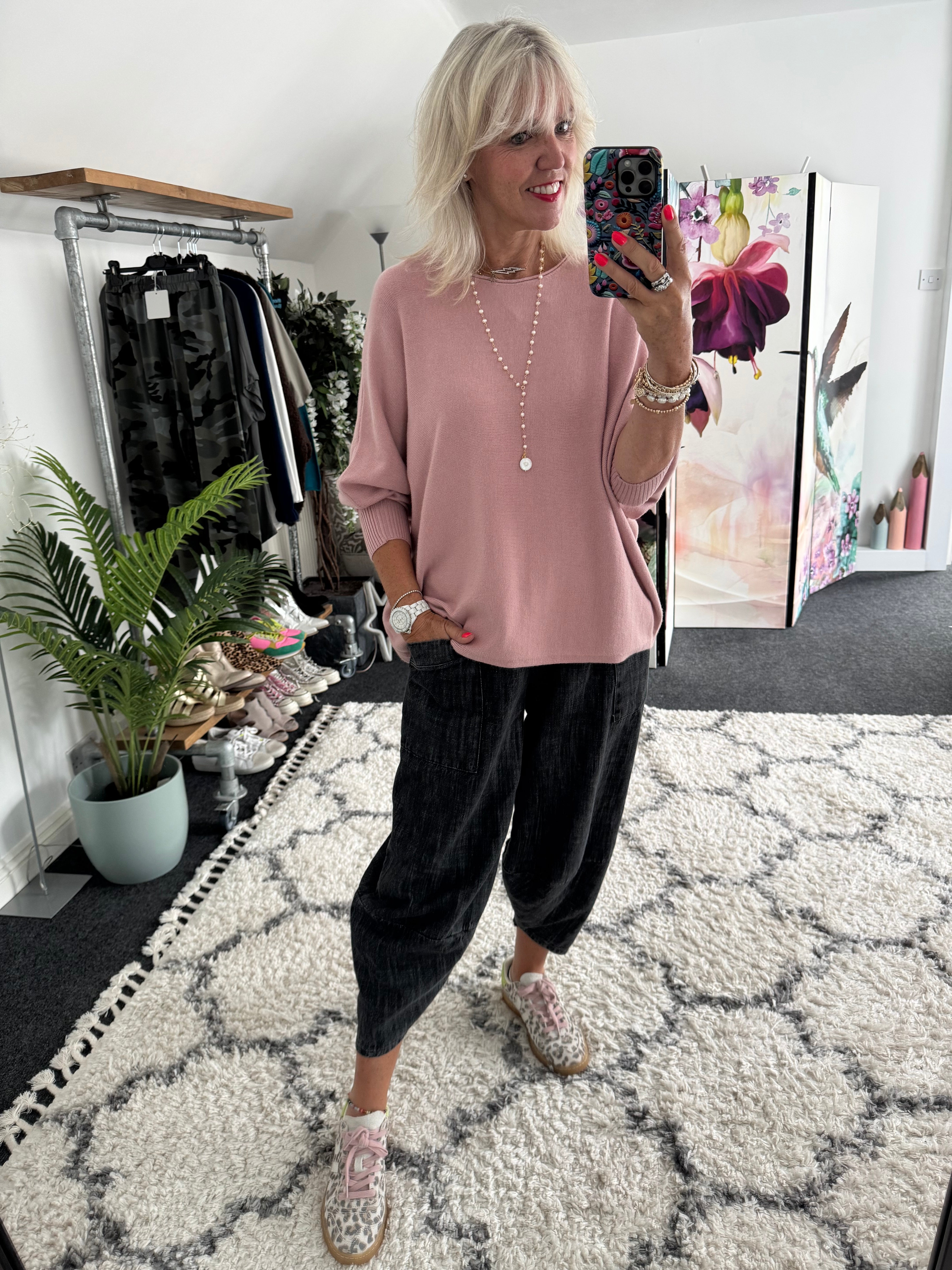 Oversized Batwing Knit in Soft Pink