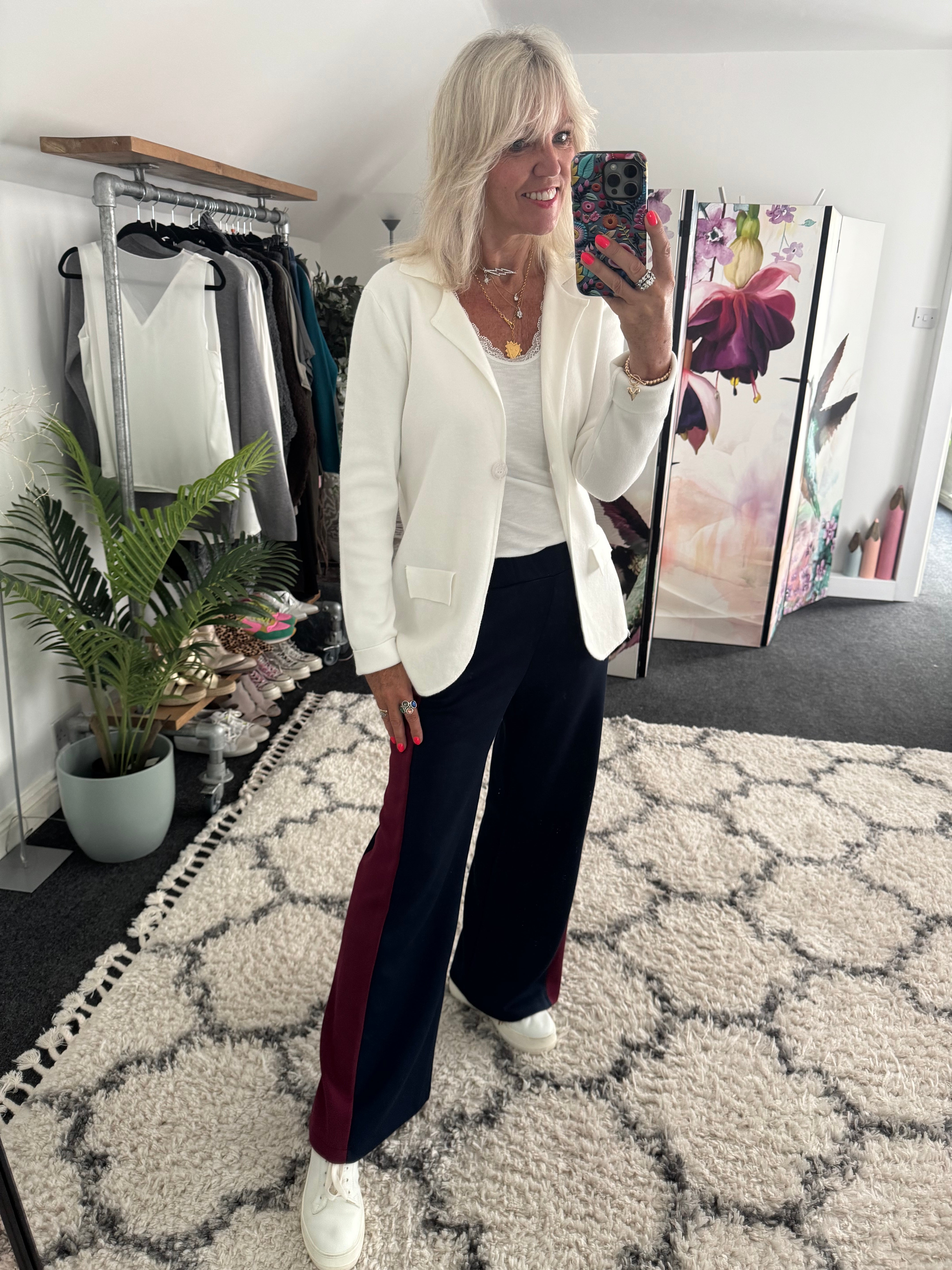 Knitted Blazer Jacket in Ivory