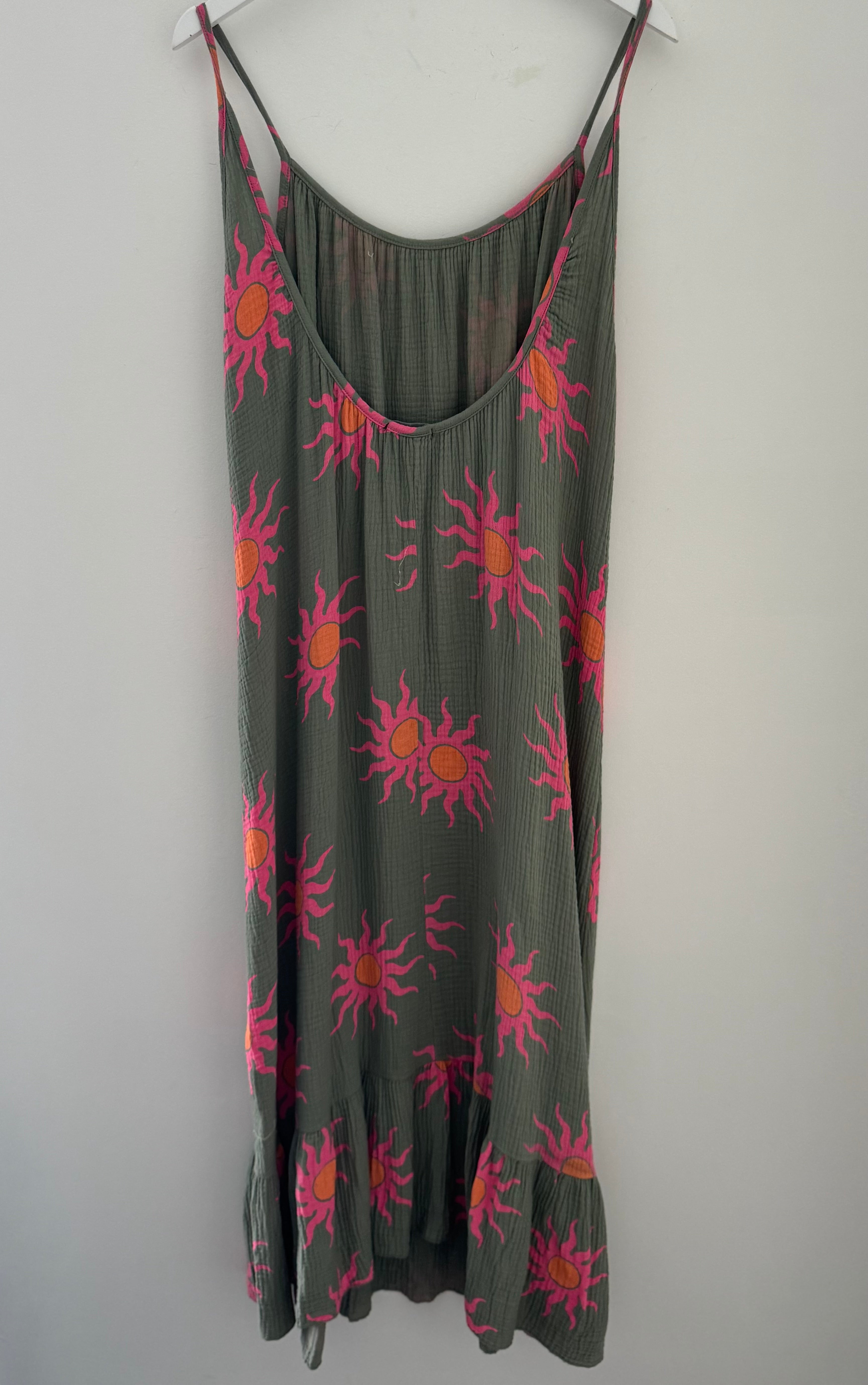 Blazing Sun Cheesecloth Dress in Khaki