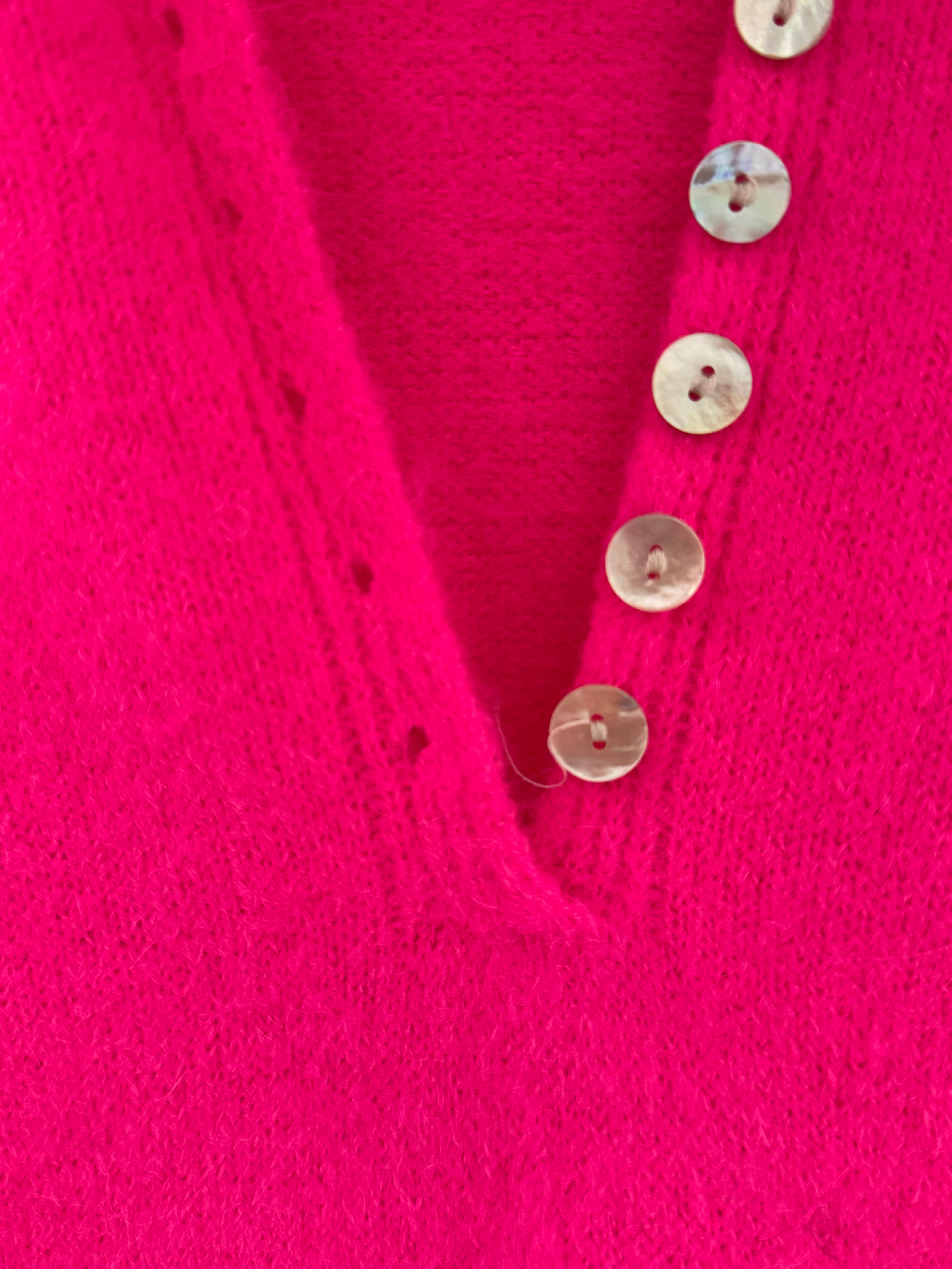 Softie Jumper with Button Neck in Neon Pink