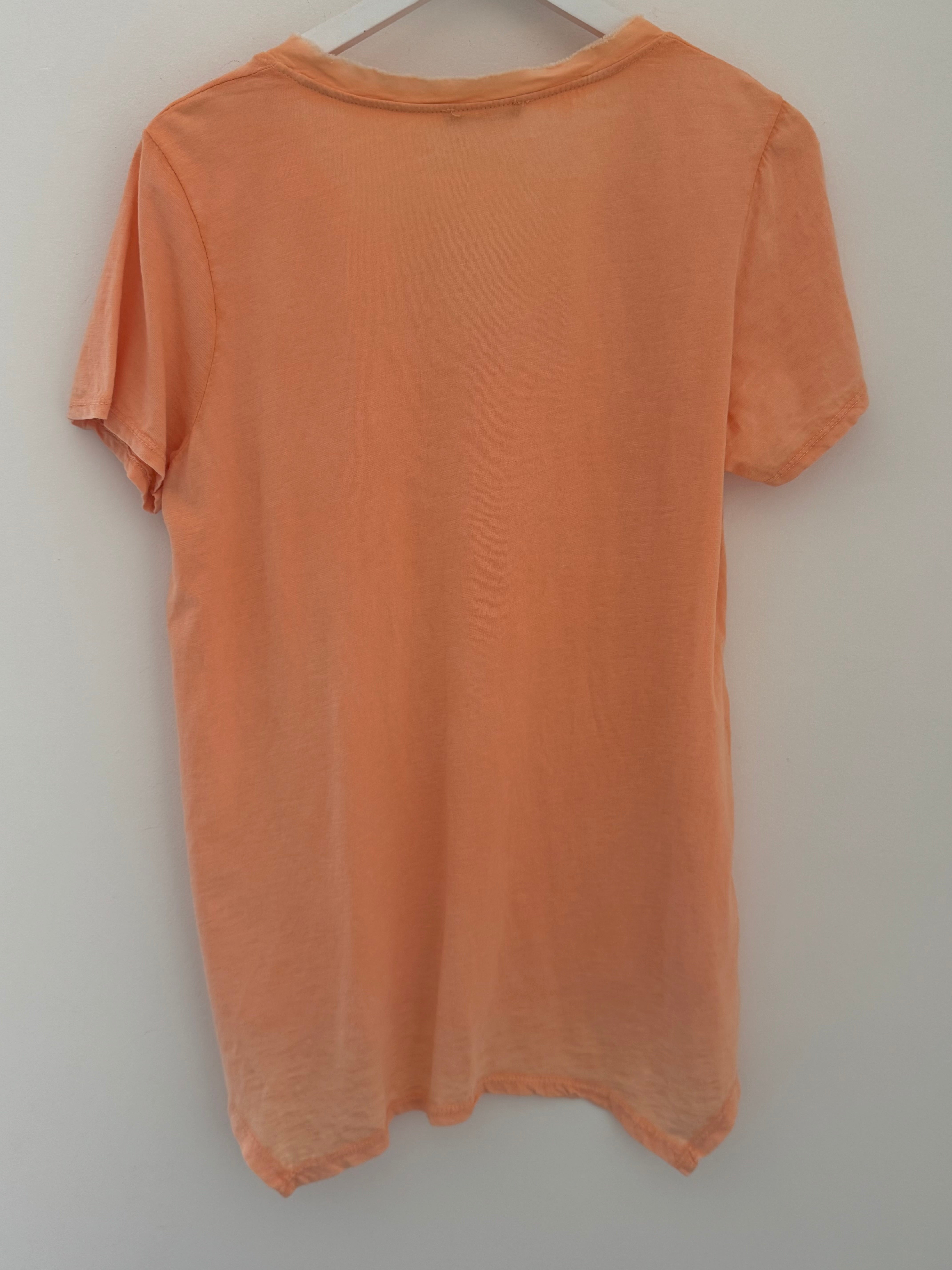 Vintage V Neck Tee in Tangerine
