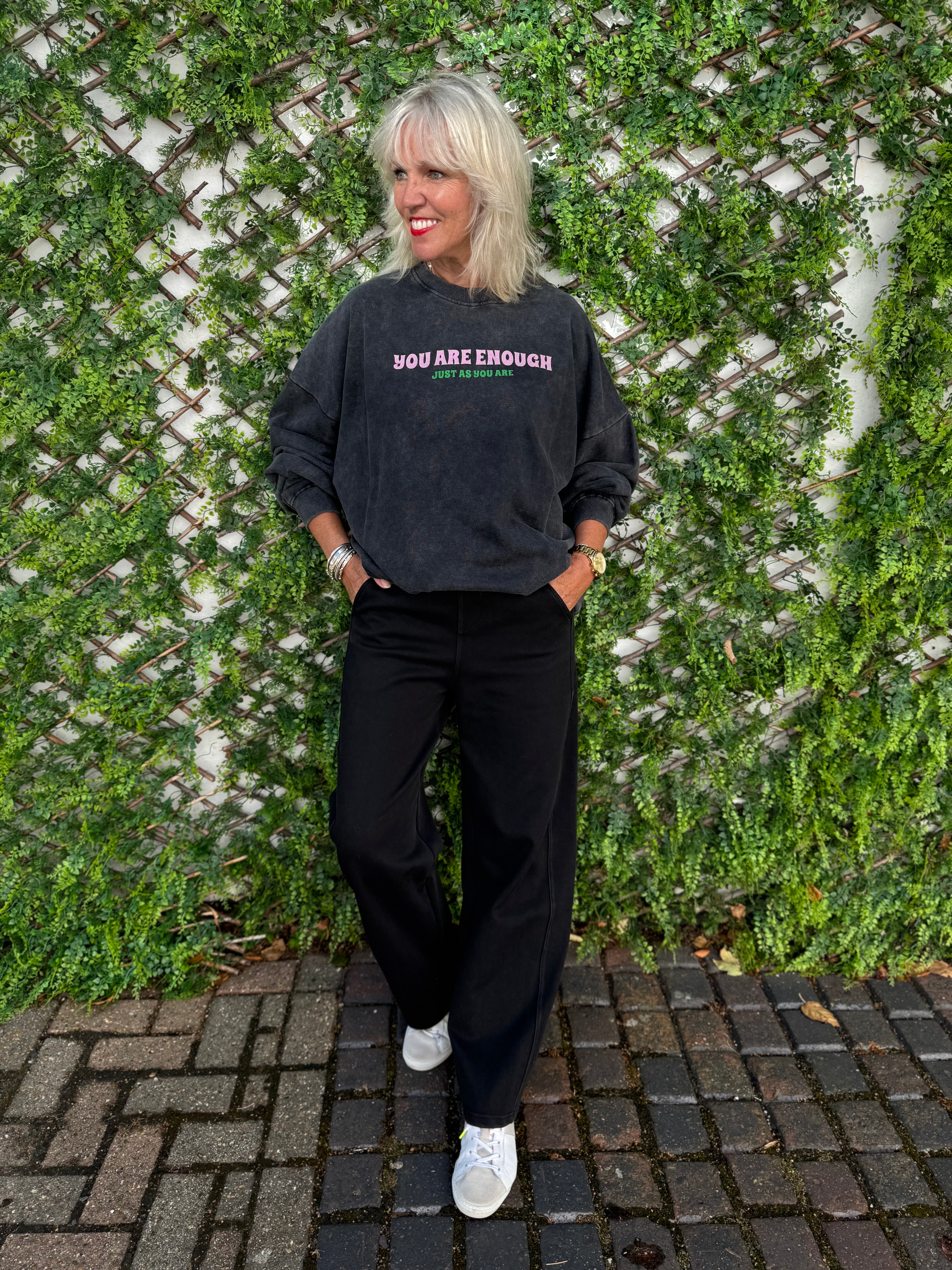 You are Enough Boyfriend Sweatshirt in Charcoal