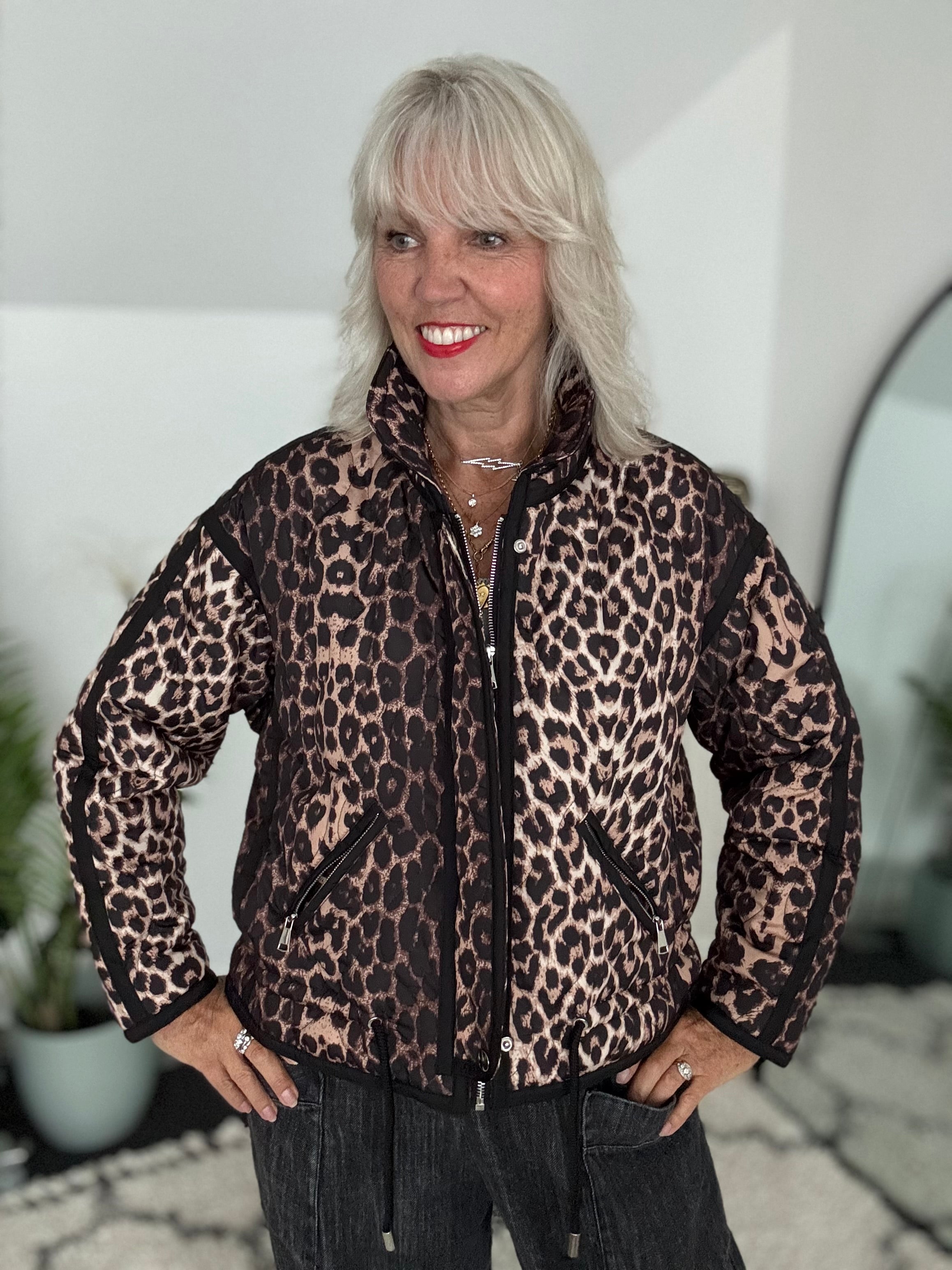 Luxe Quilted Jacket in Leopard