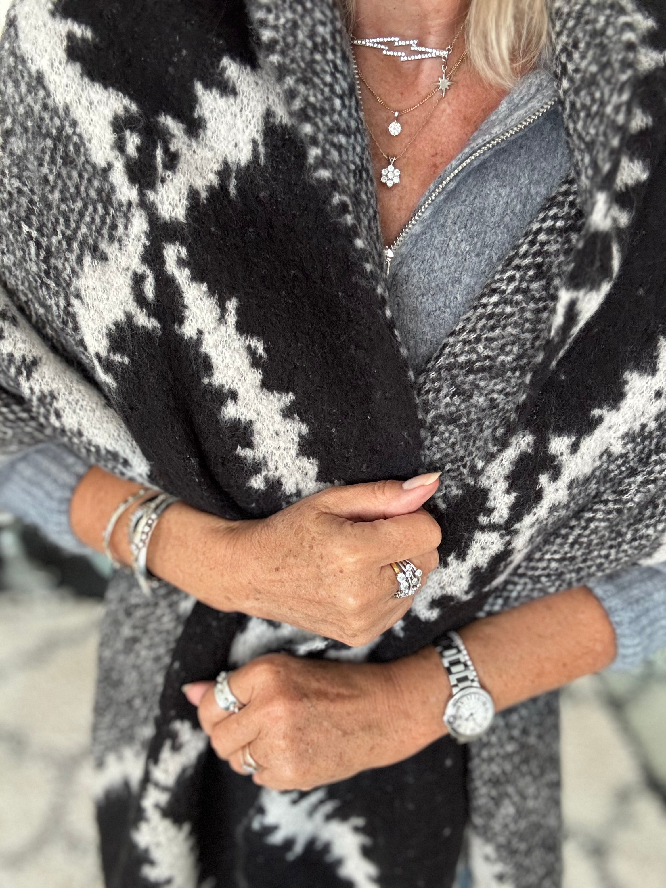 Super Soft Check Scarf in Black & Grey
