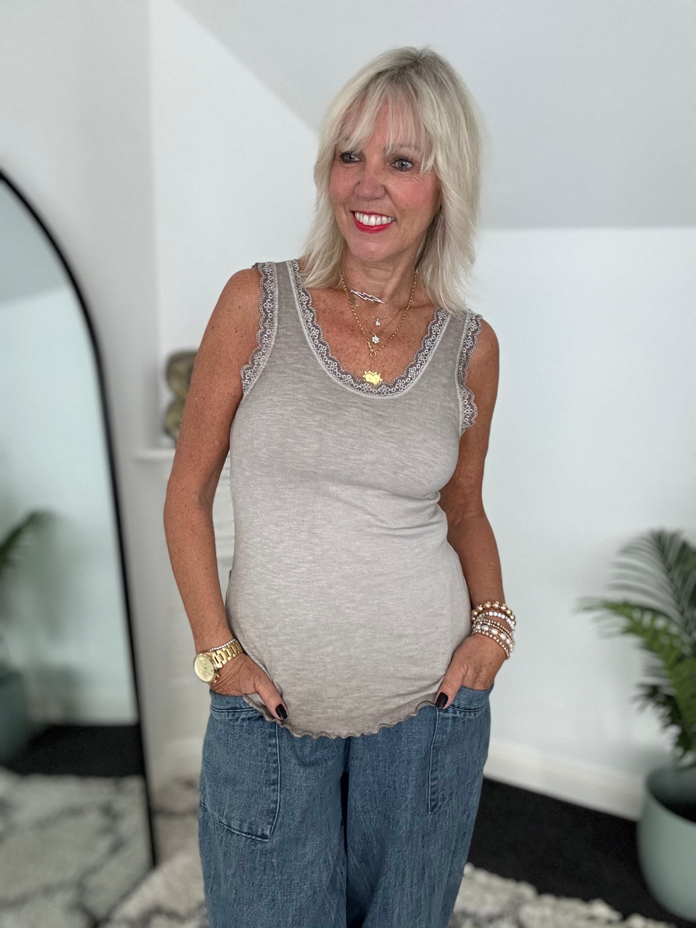 Luxe Ribbed Vest in Soft Mocha