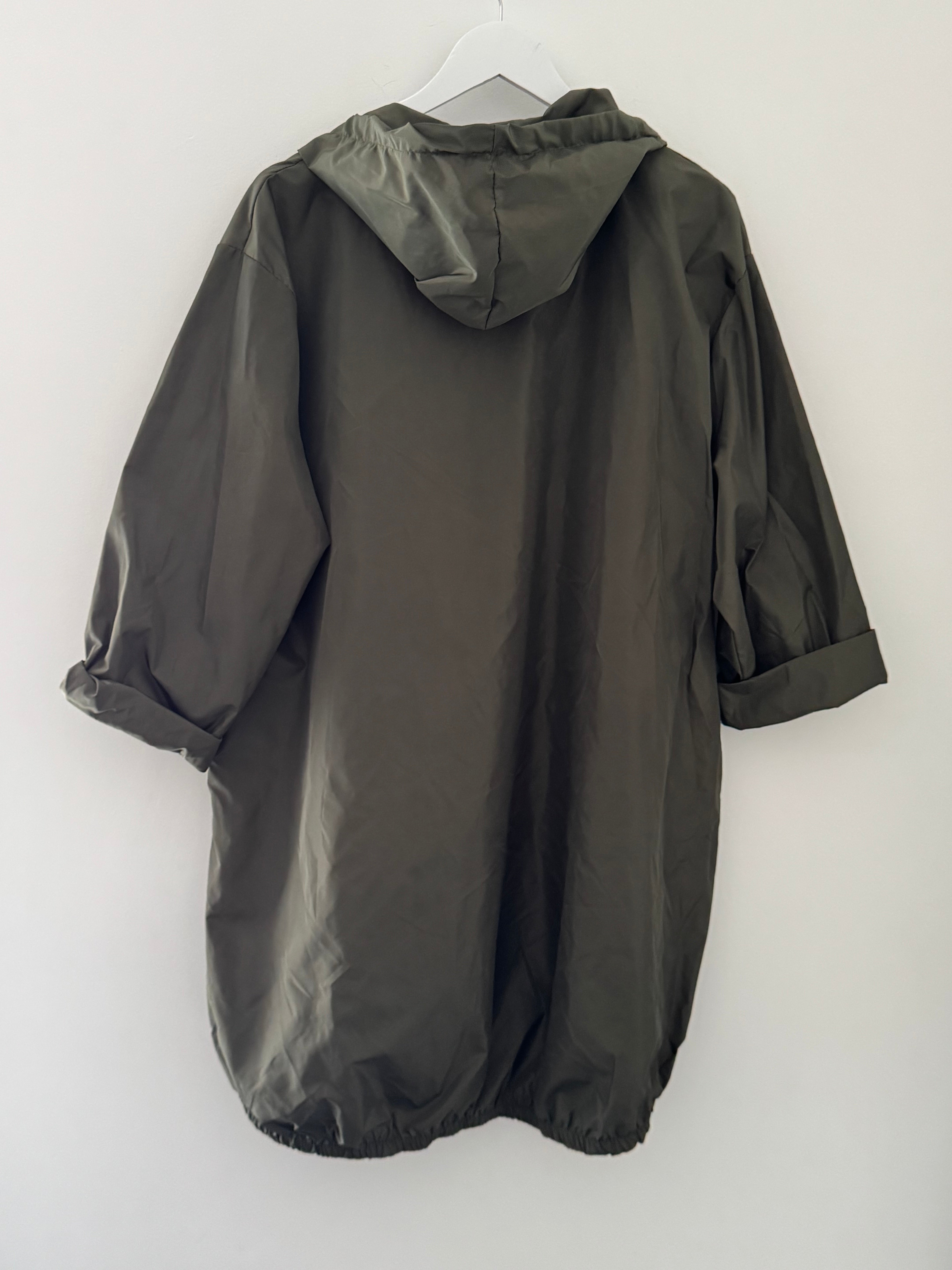 Hooded Zipped Parka in Dark Khaki