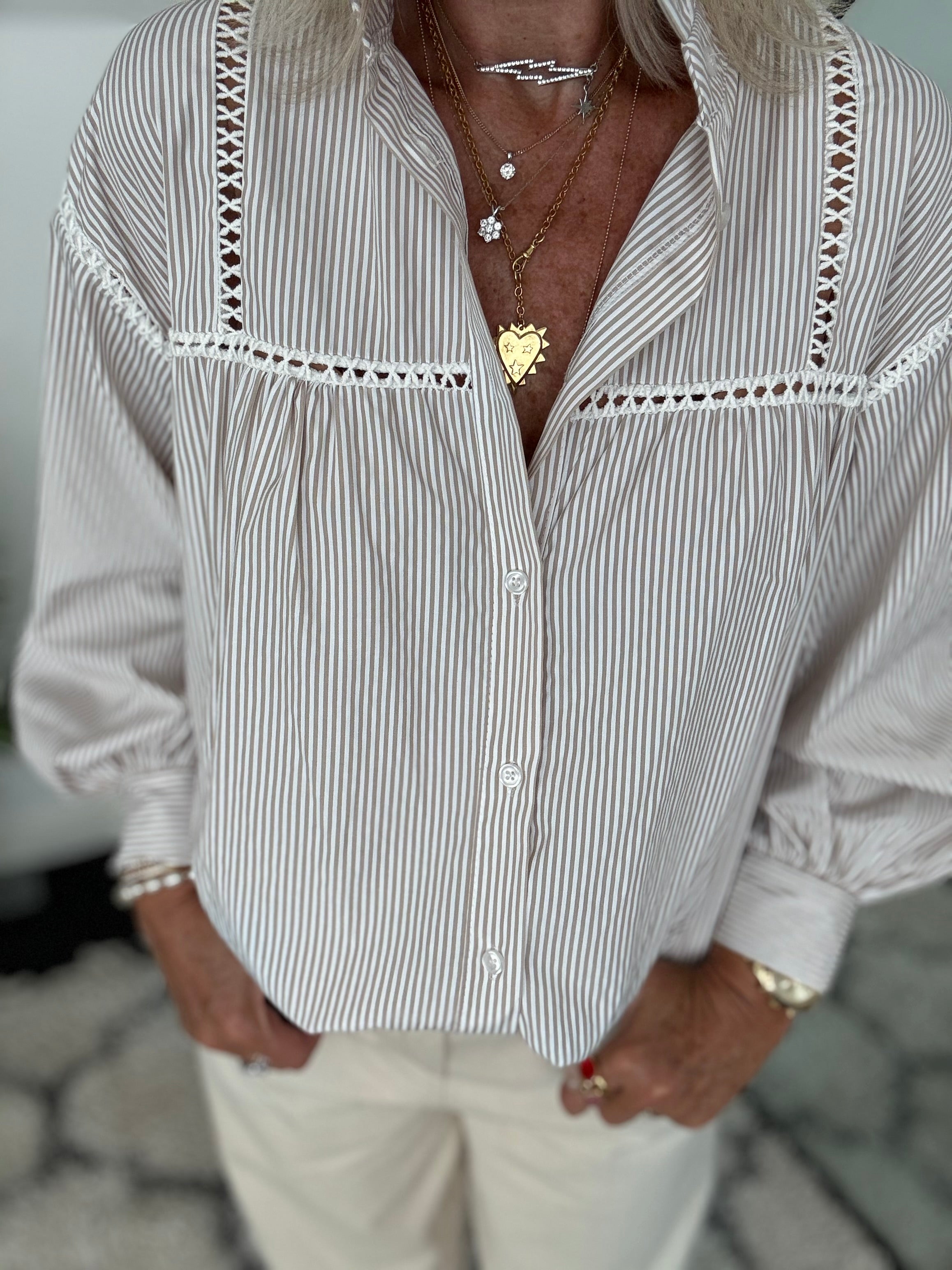 Crisp Stone & White Stripe Shirt
