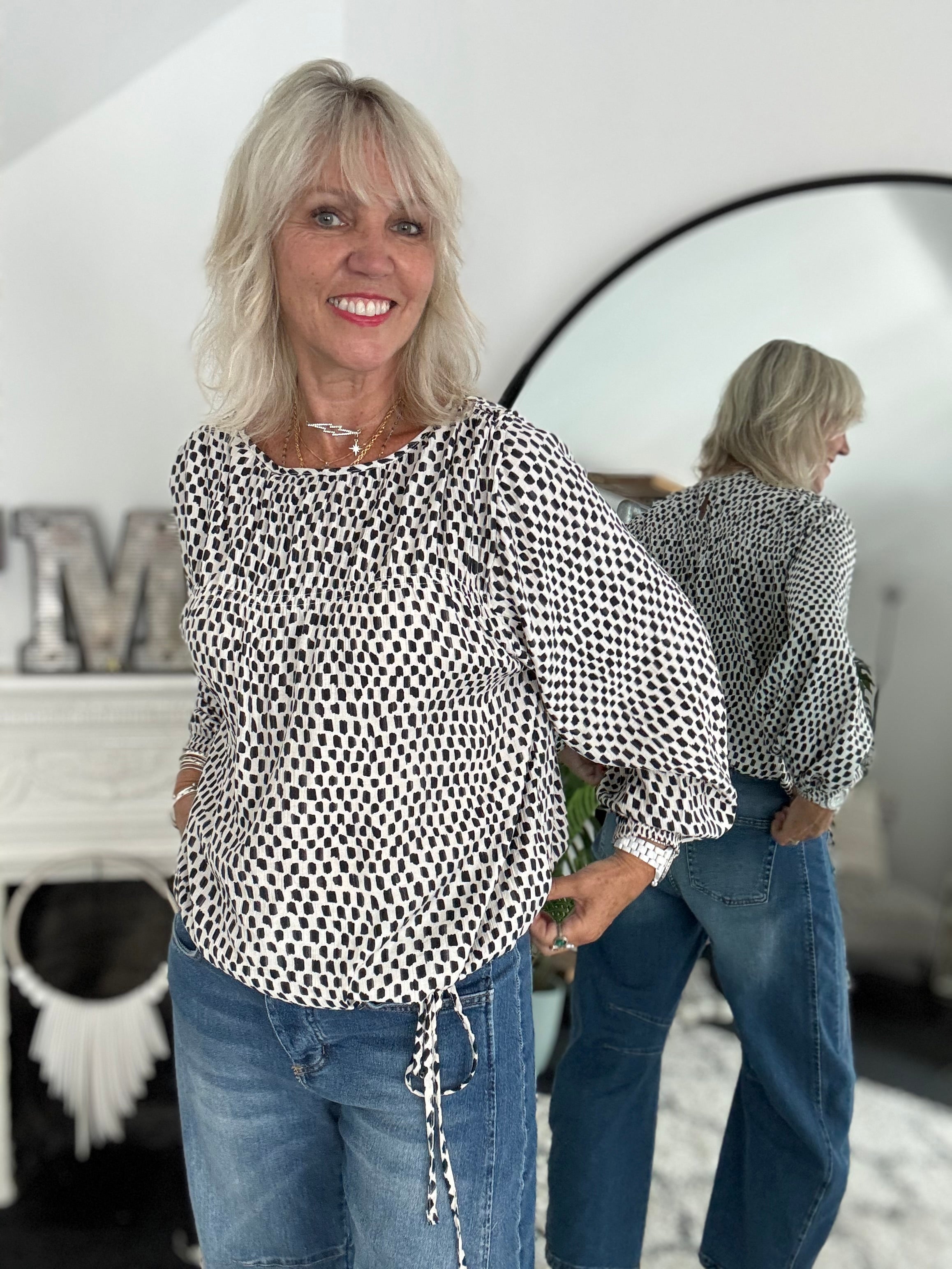 Checker Blouse in Black & White