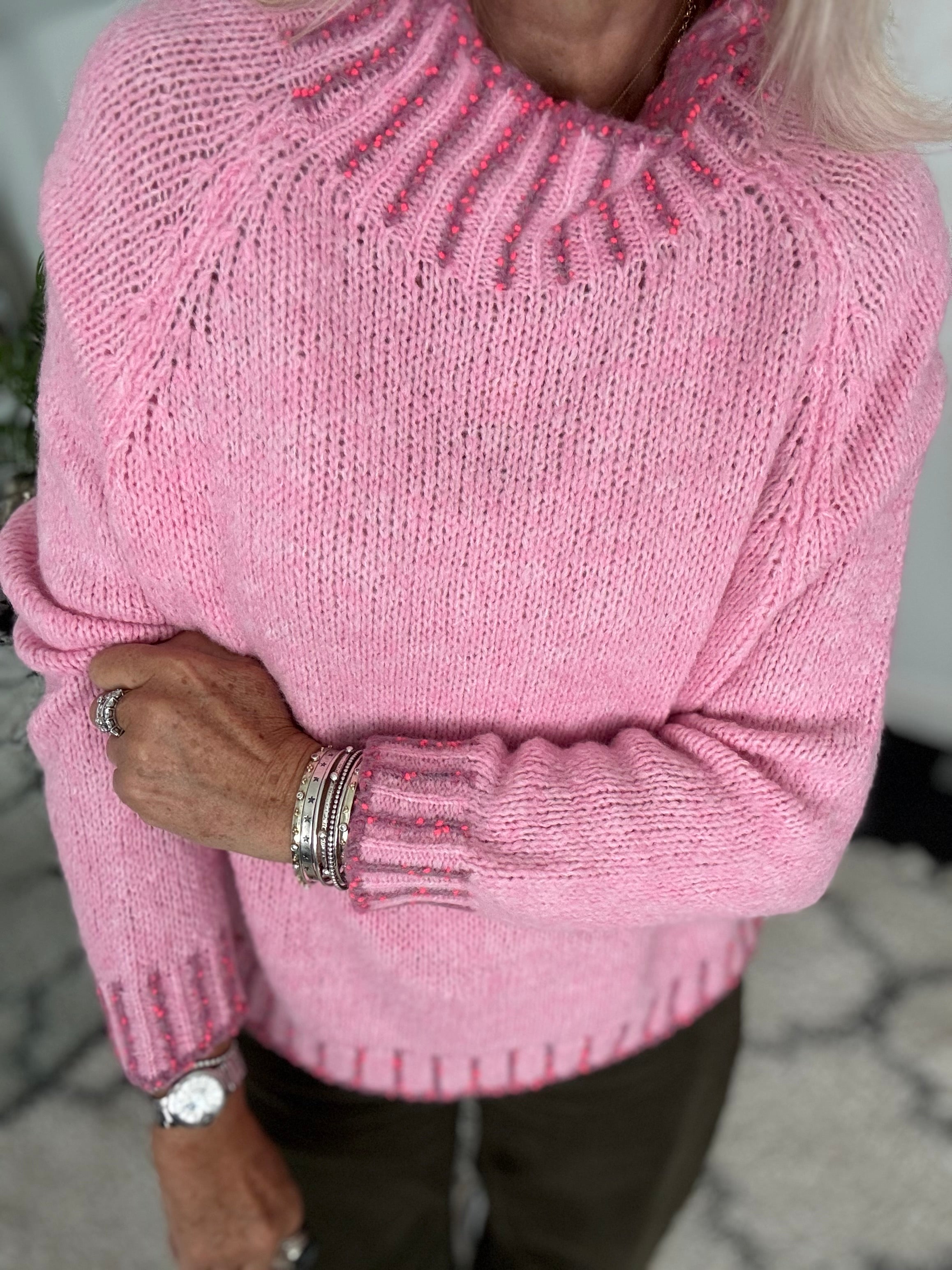 Stunning Funnel Neck Jumper in Pink