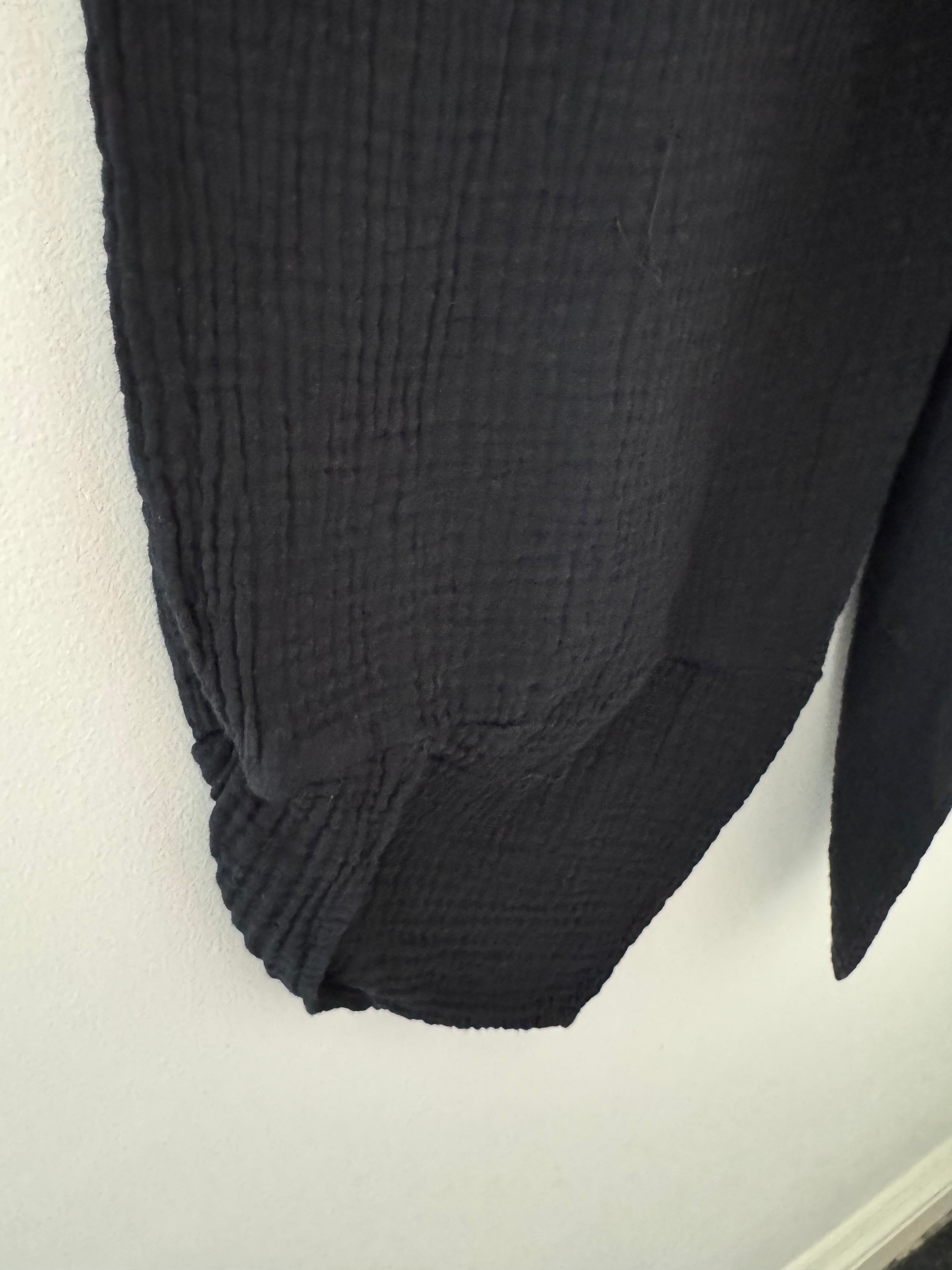 Barrel Leg Cheesecloth Trousers in Black