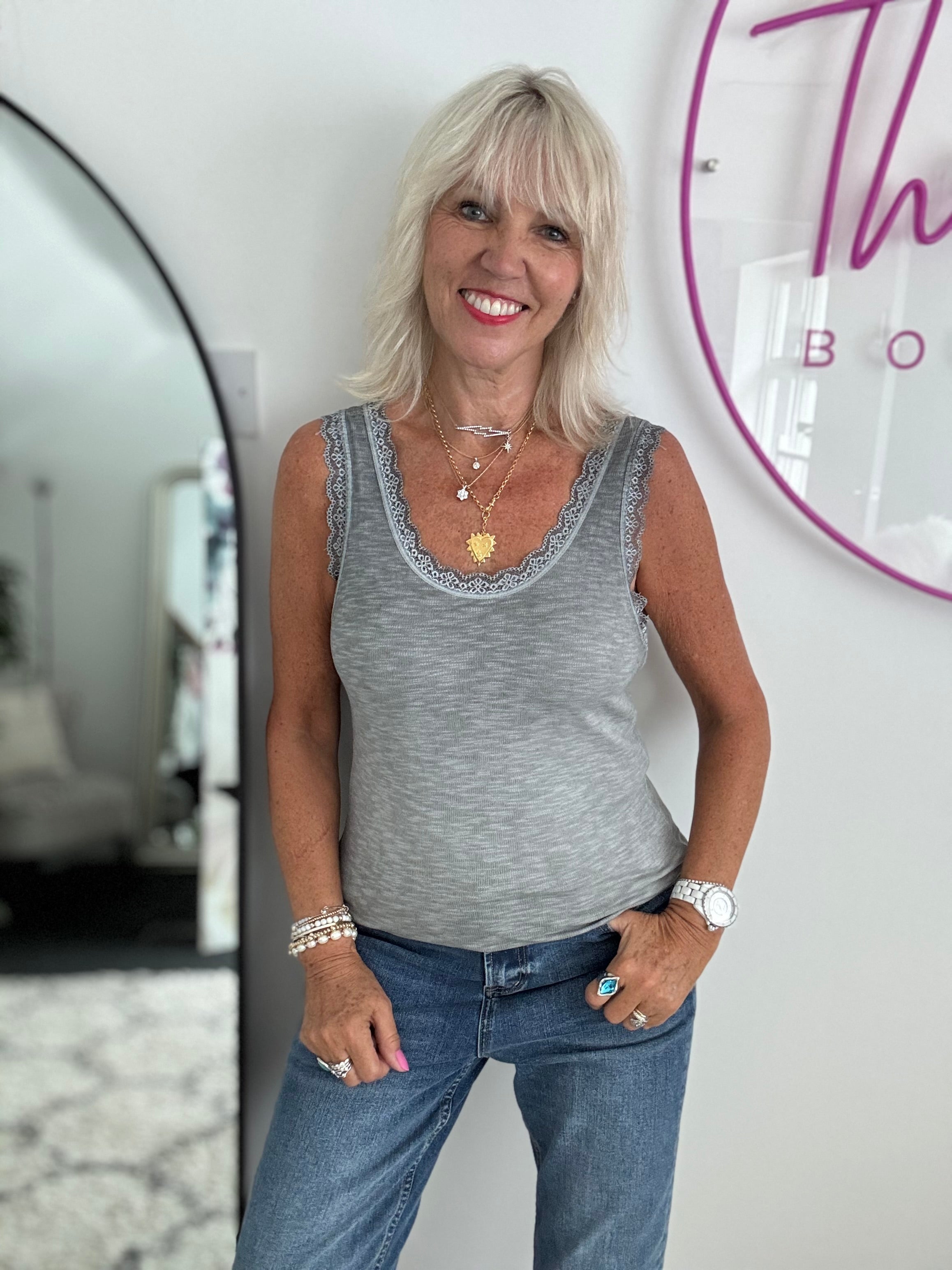 Luxe Ribbed Vest in Grey