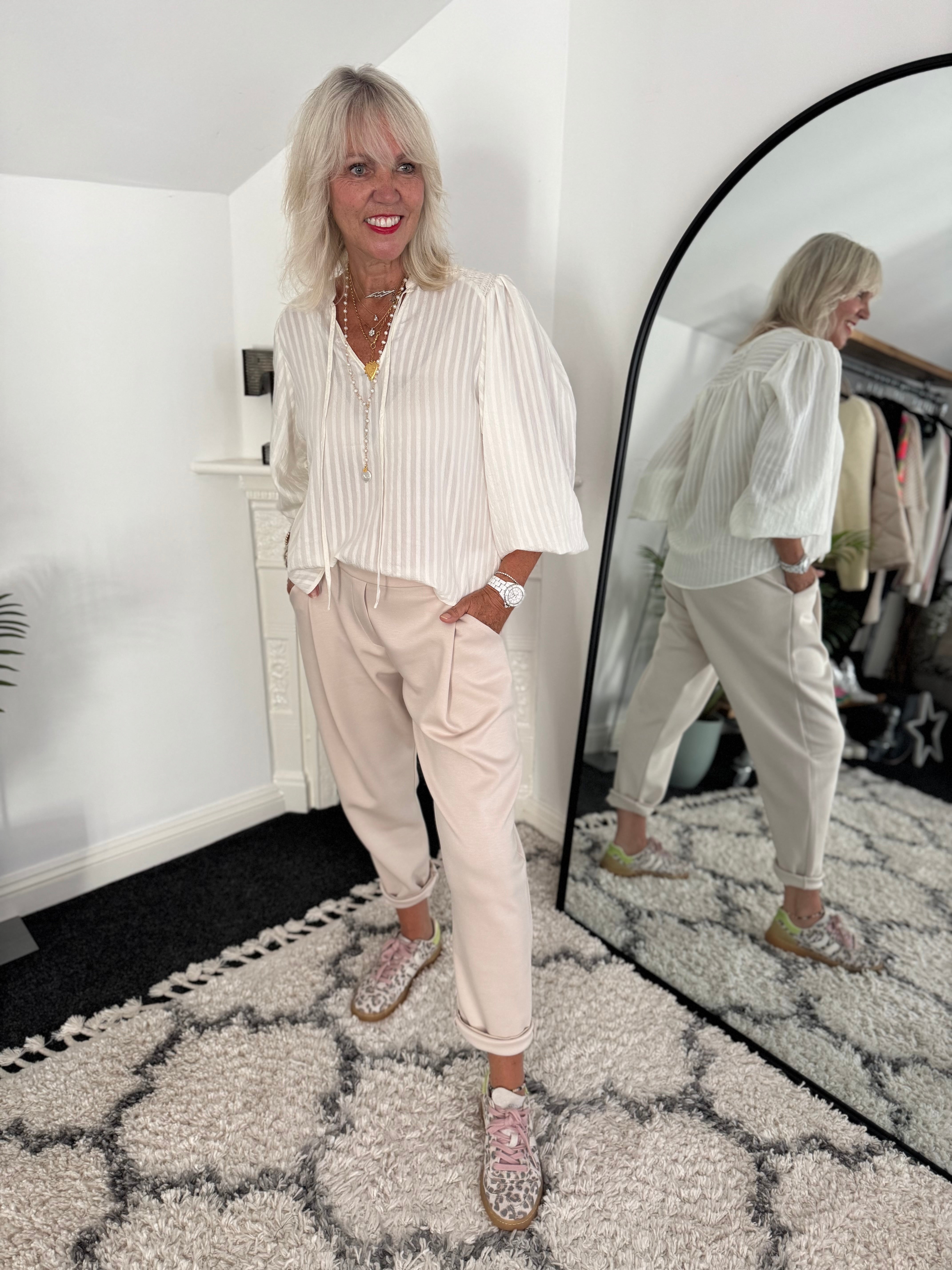 Luxe Stretch Trousers in Ecru