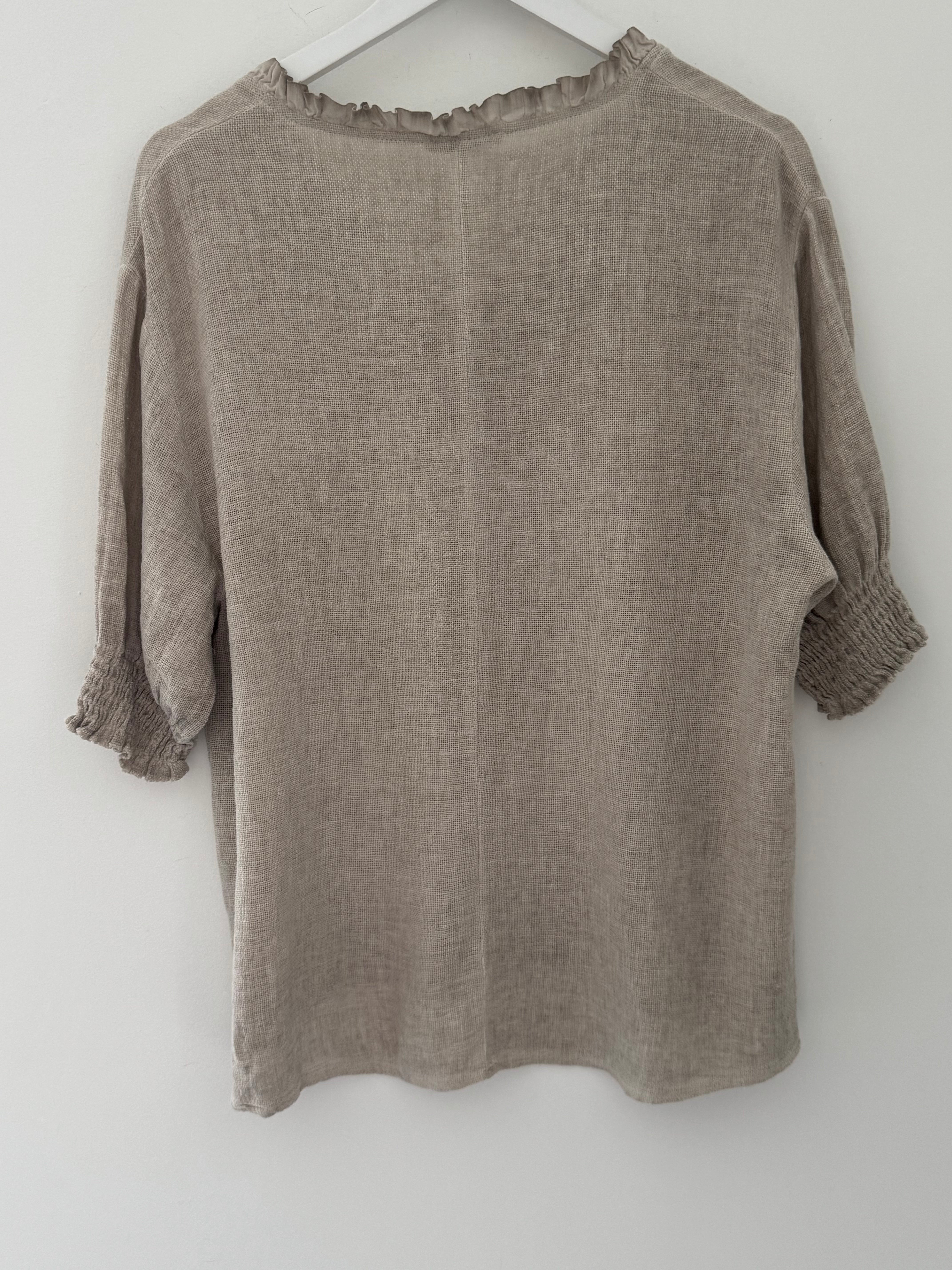 Linen & Cotton Top in Light Mocha