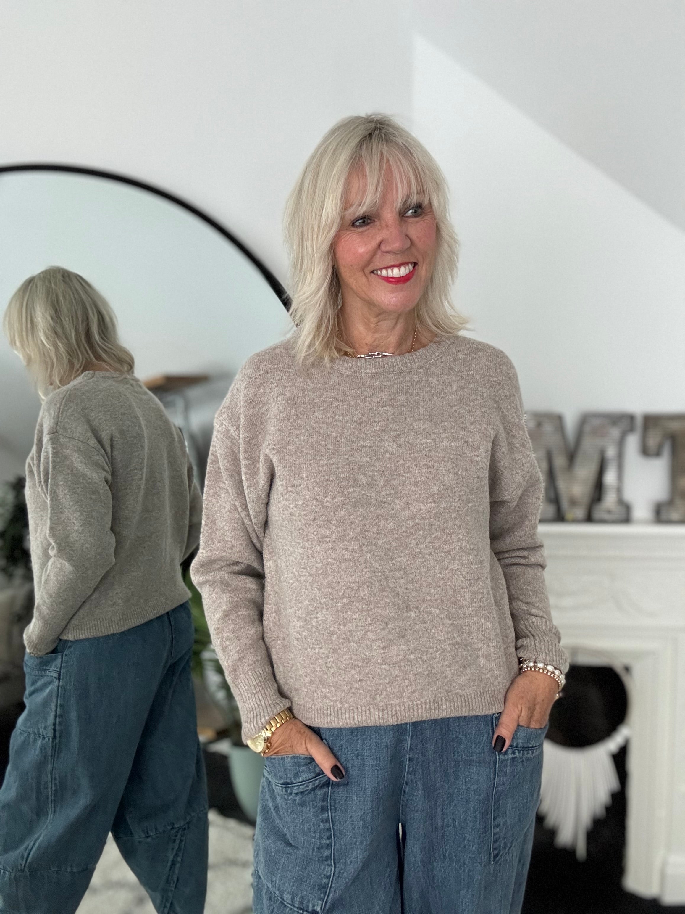 Soft & Cosy Round Neck Jumper in Mocha