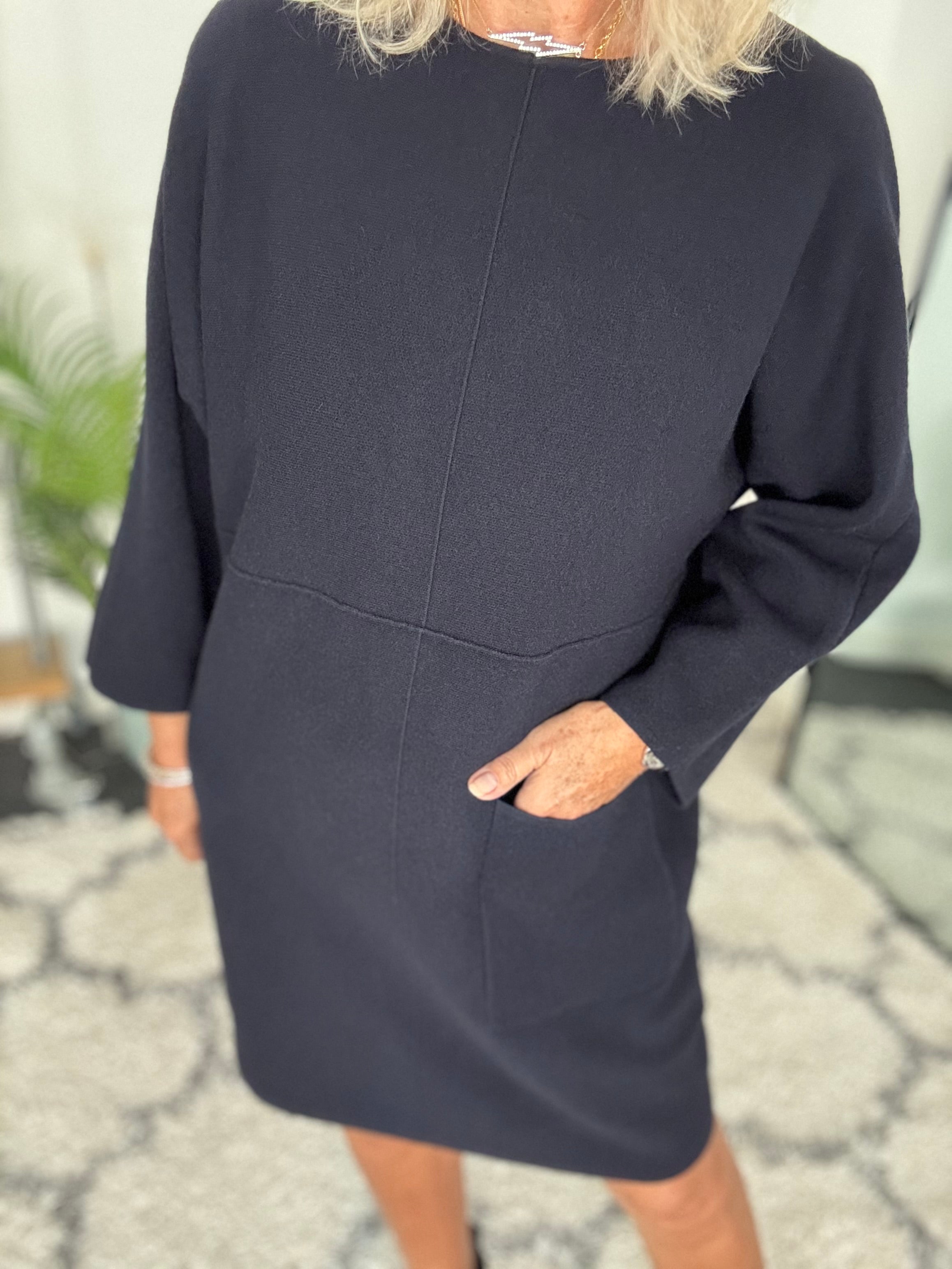 Luxe Knitted Pocket Dress in Ink