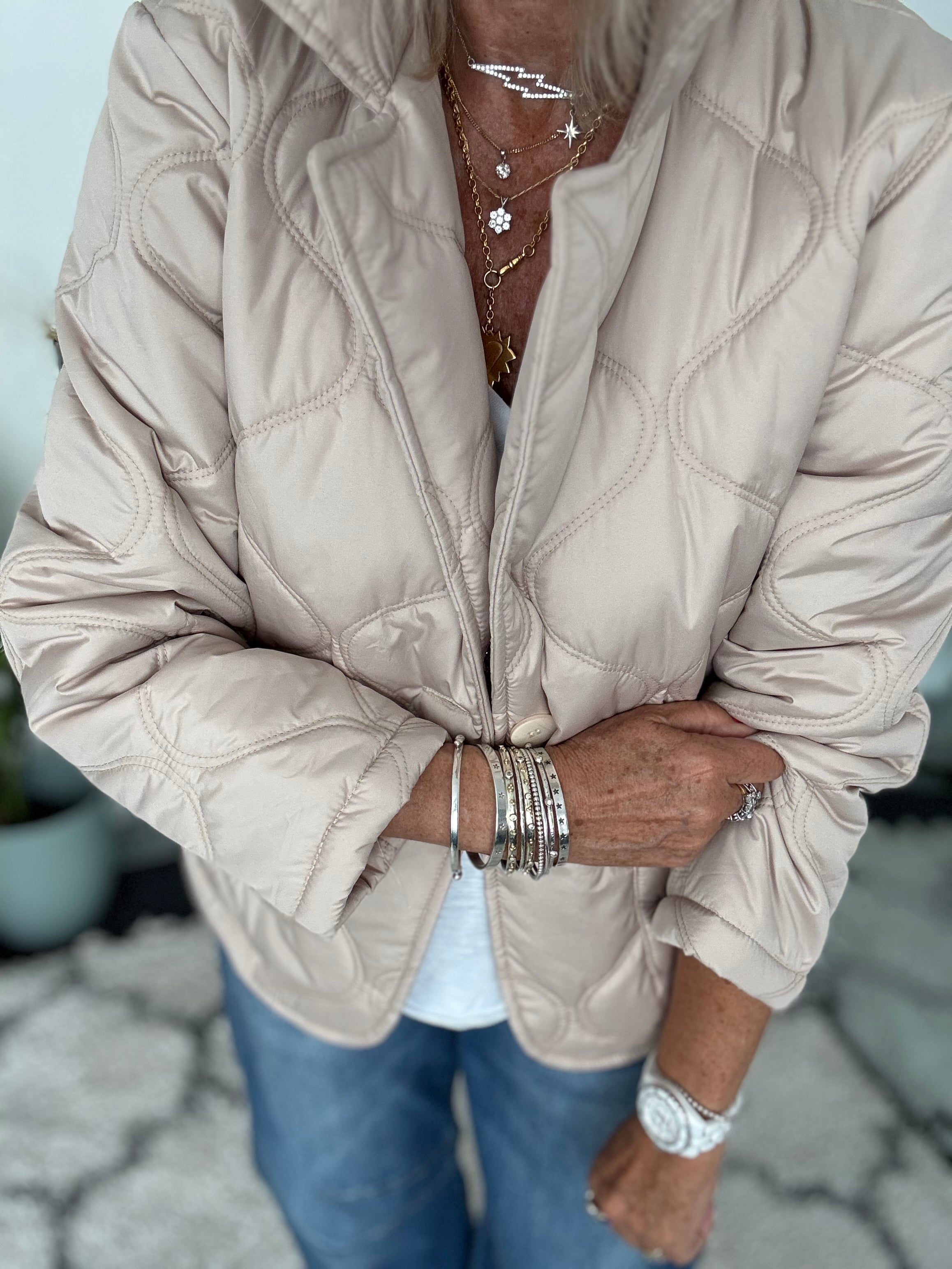 Quilted Jacket in Stone