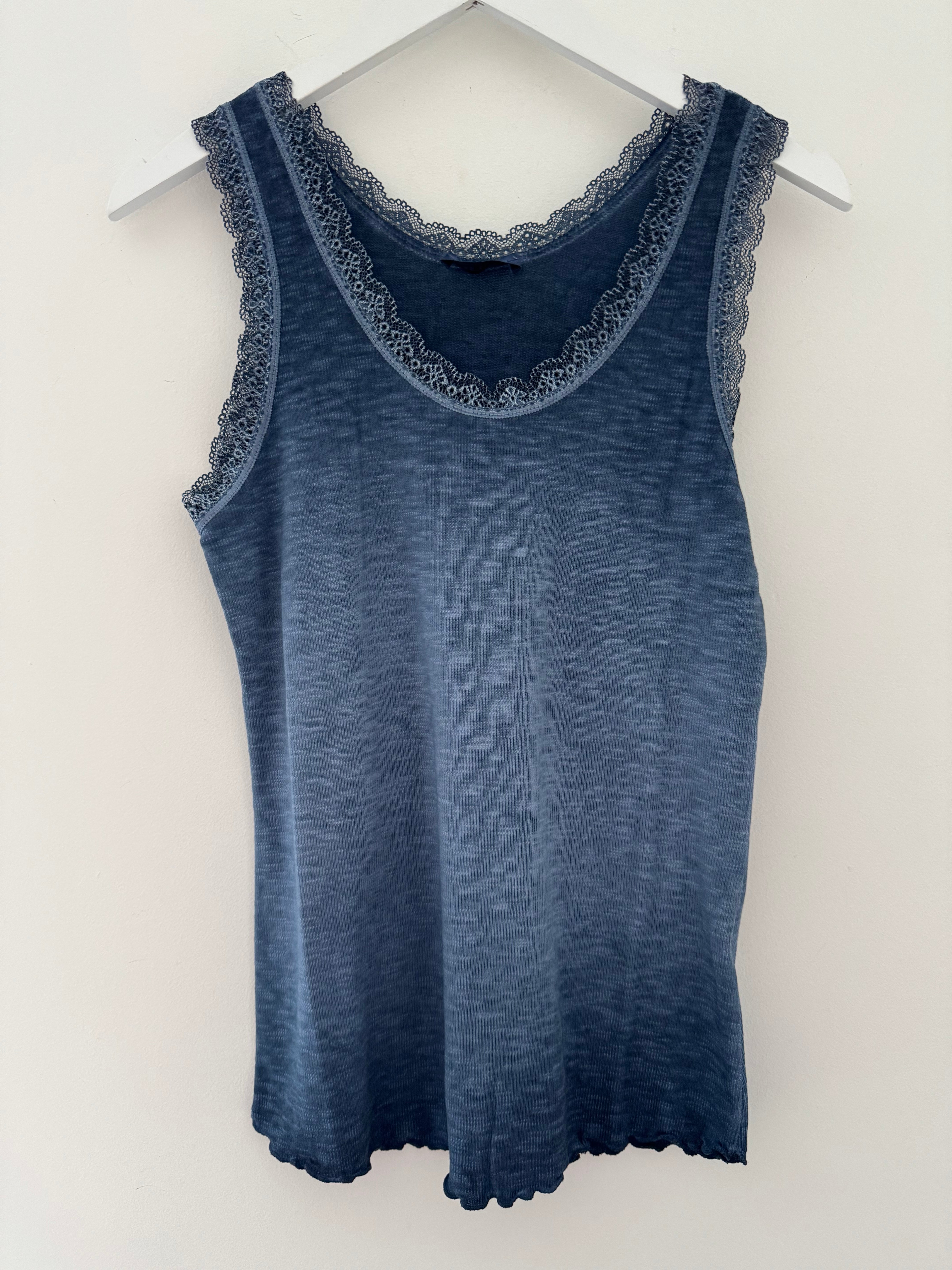Luxe Ribbed Vest in Vintage Denim