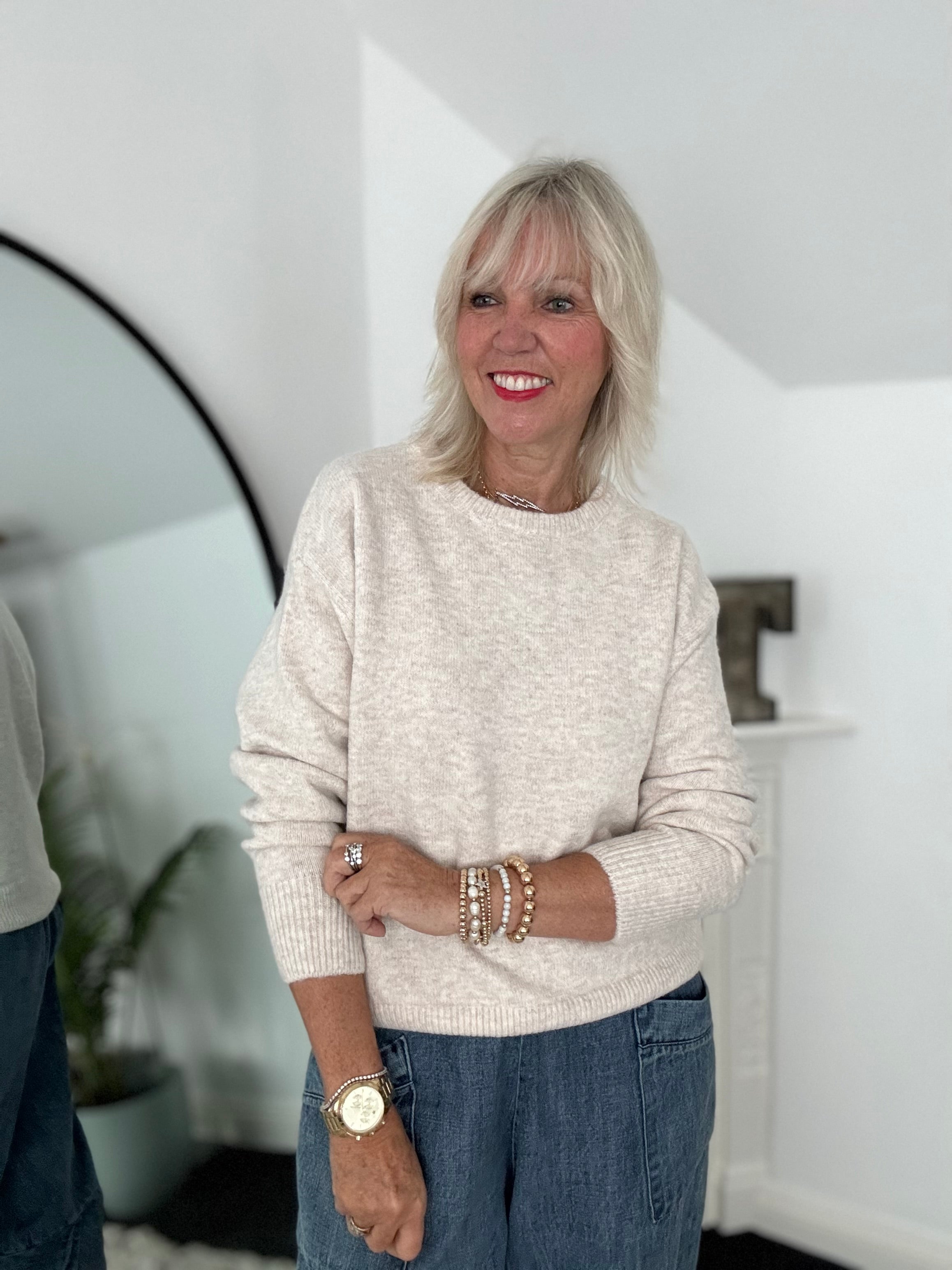 Soft & Cosy Round Neck Jumper in Stone