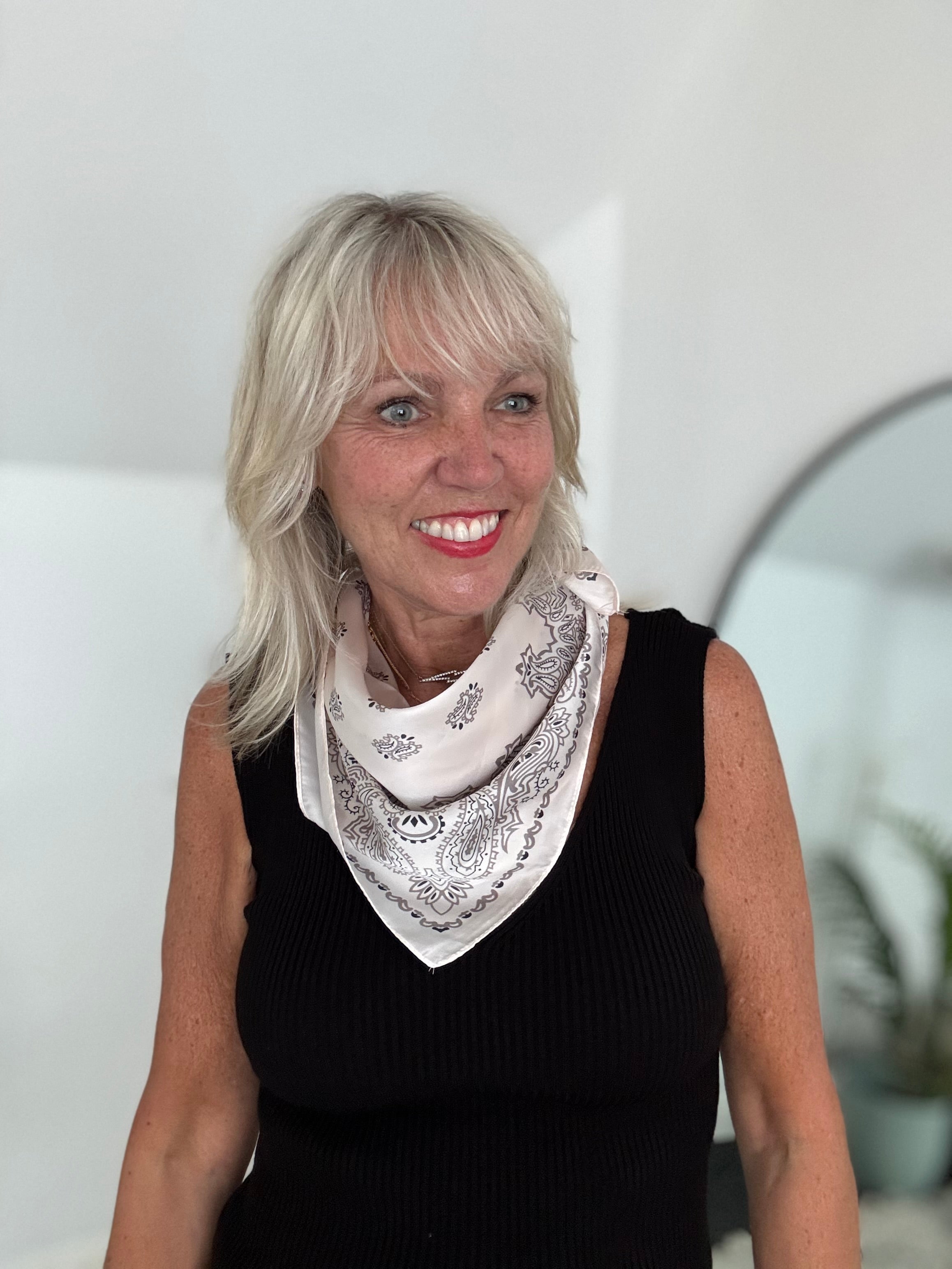 Silky Paisley Bandana Scarf in Shell Pink