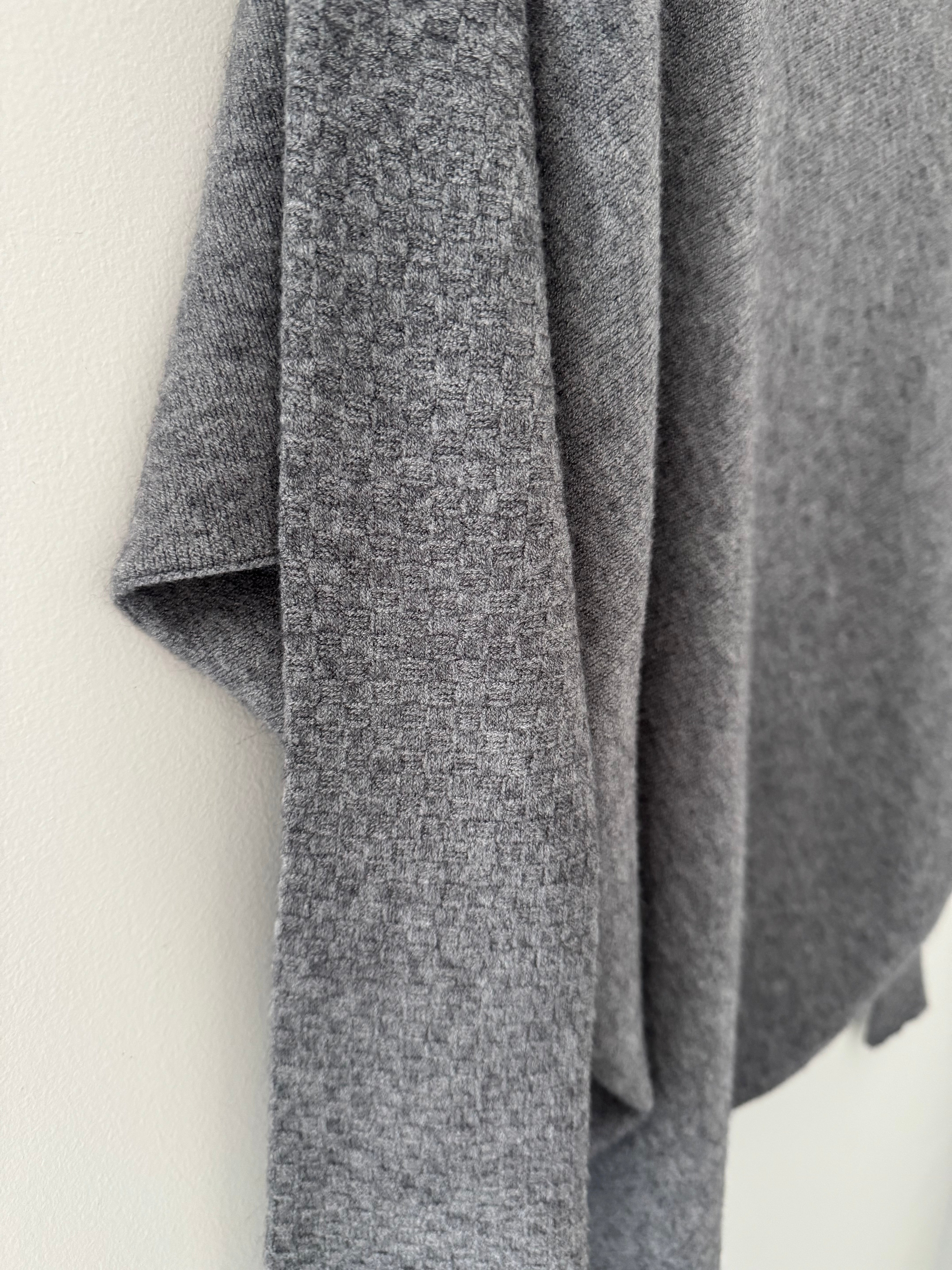 Cowl Neck Asymmetric Jumper in Charcoal Grey