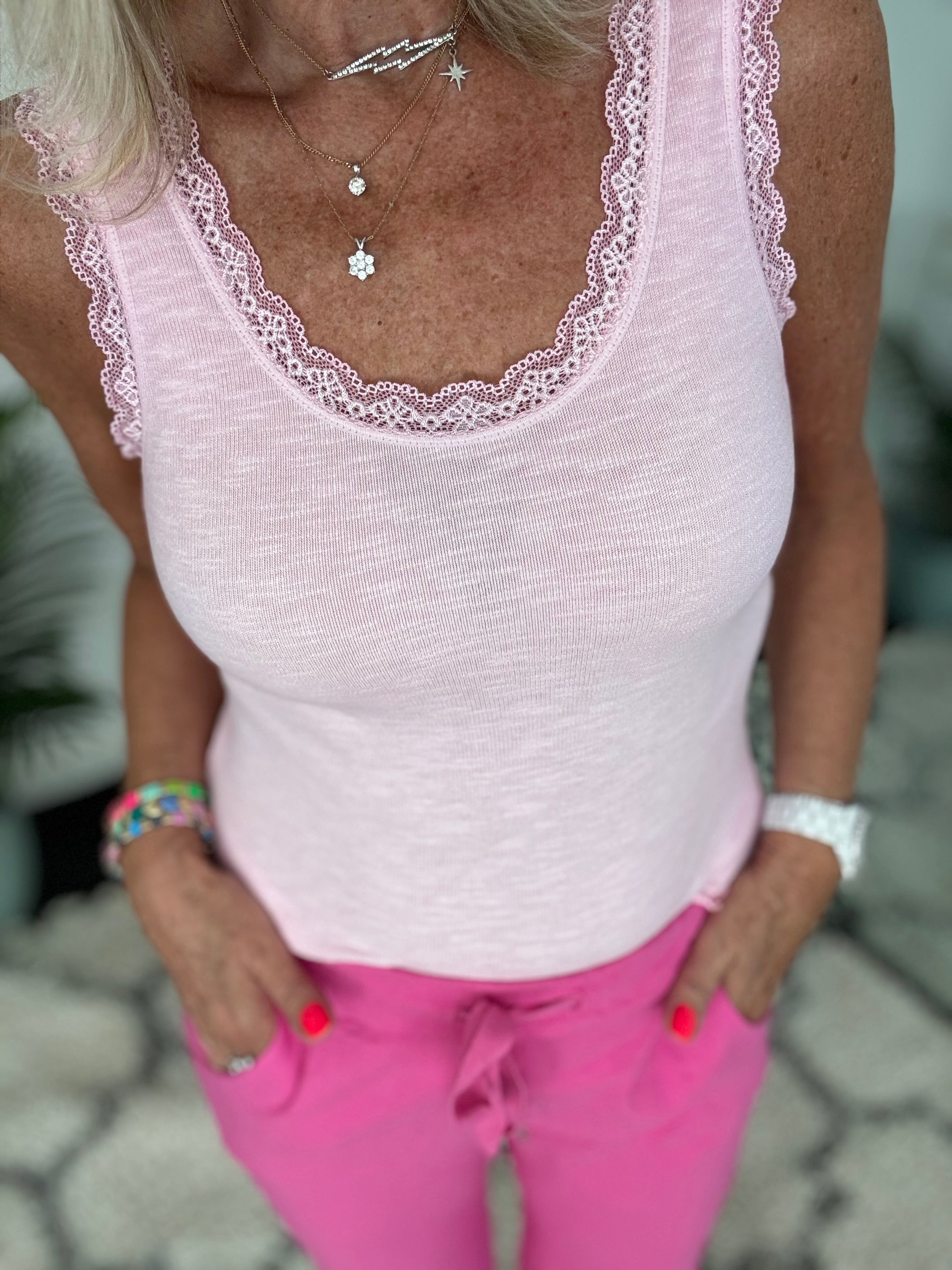 Luxe Ribbed Vest in Pink