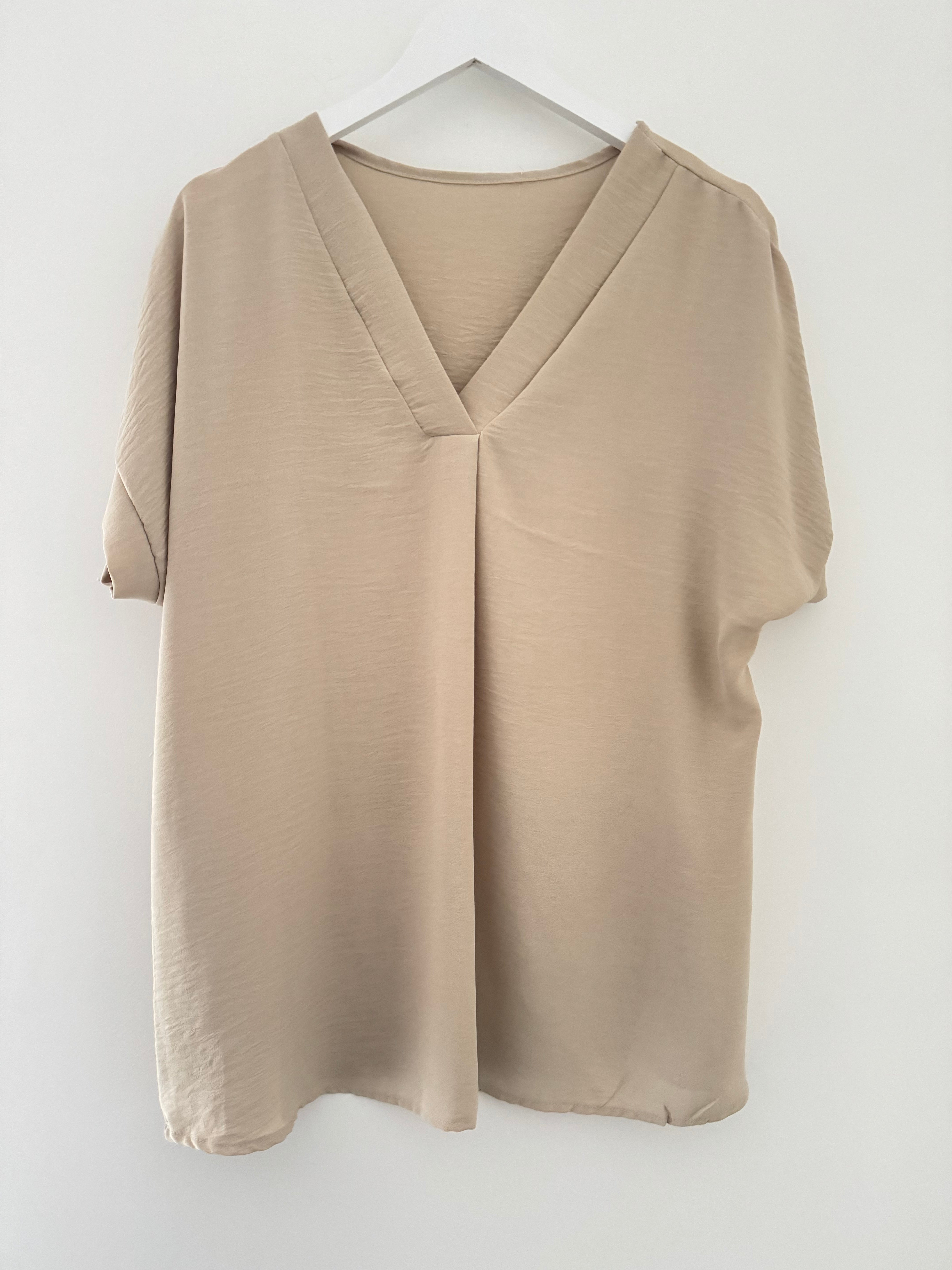 Simple Crepe Top in Stone