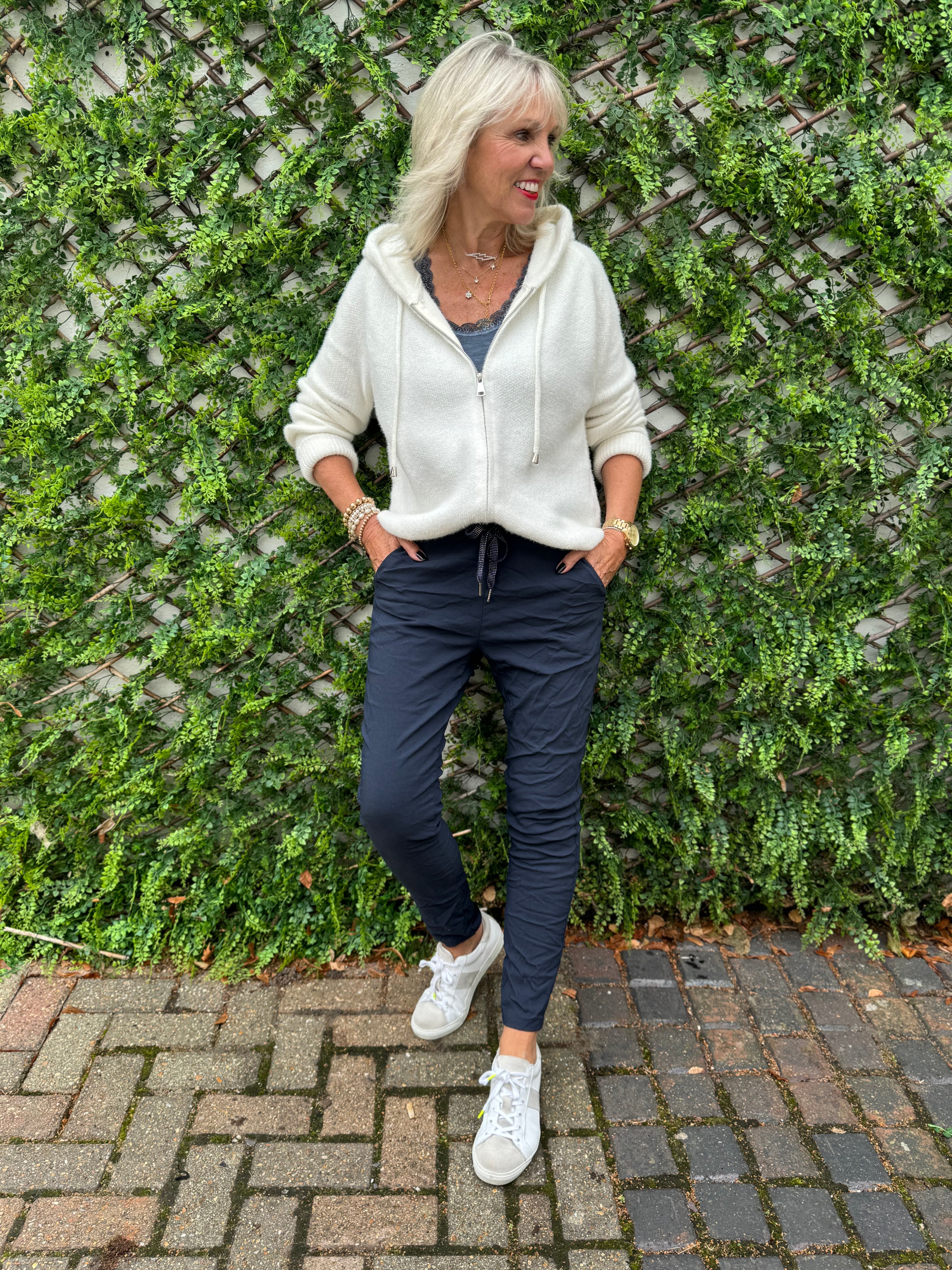 Super Stretch Joggers with Sparkly Tie in Ink
