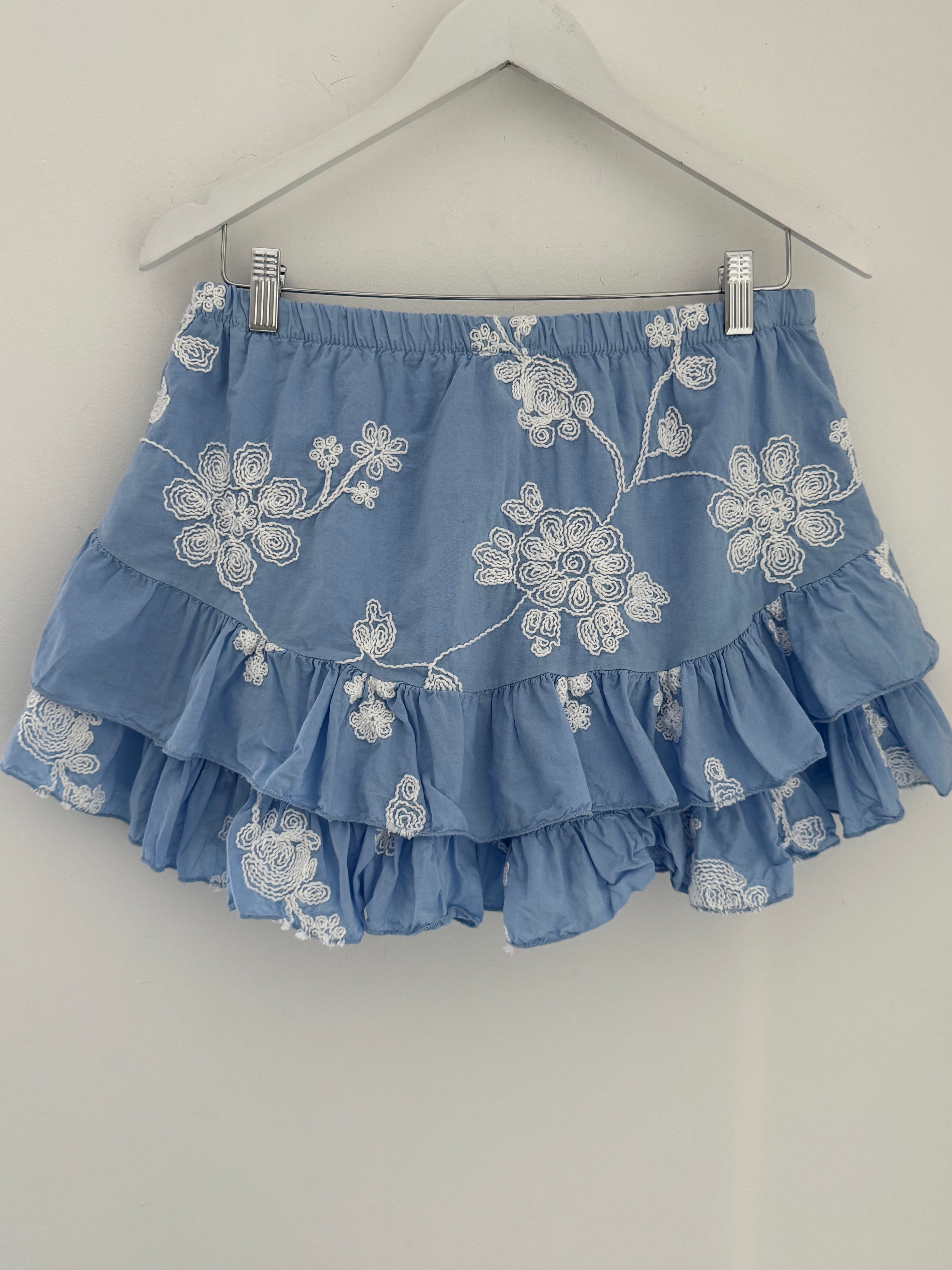 Luxe Embroidered Blouse & Rara in Blue