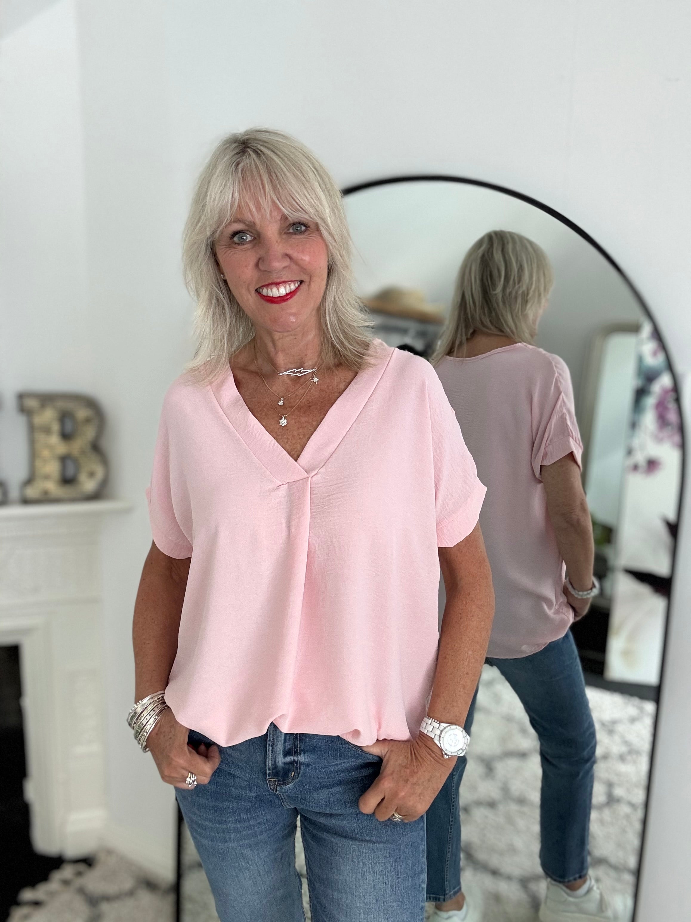 Simple Crepe Top in Blush Pink