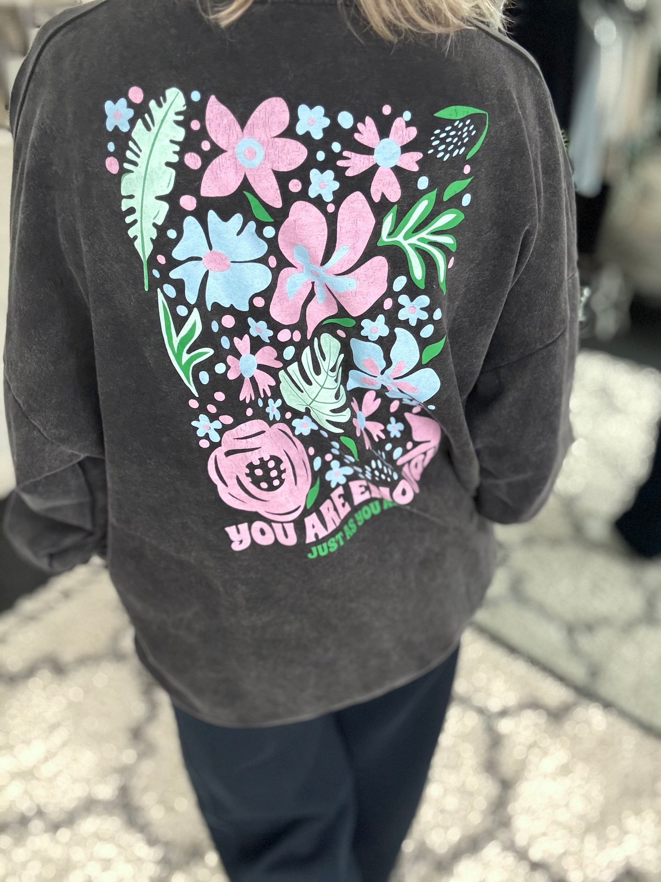 You are Enough Boyfriend Sweatshirt in Charcoal