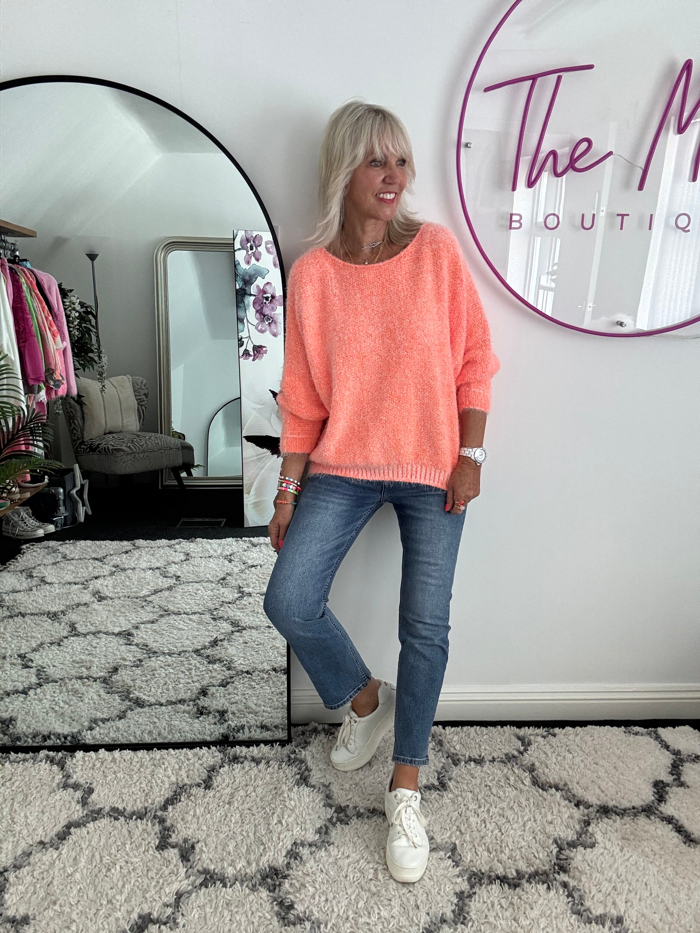 Luxe Fluffy Jumper in Orange Sherbert