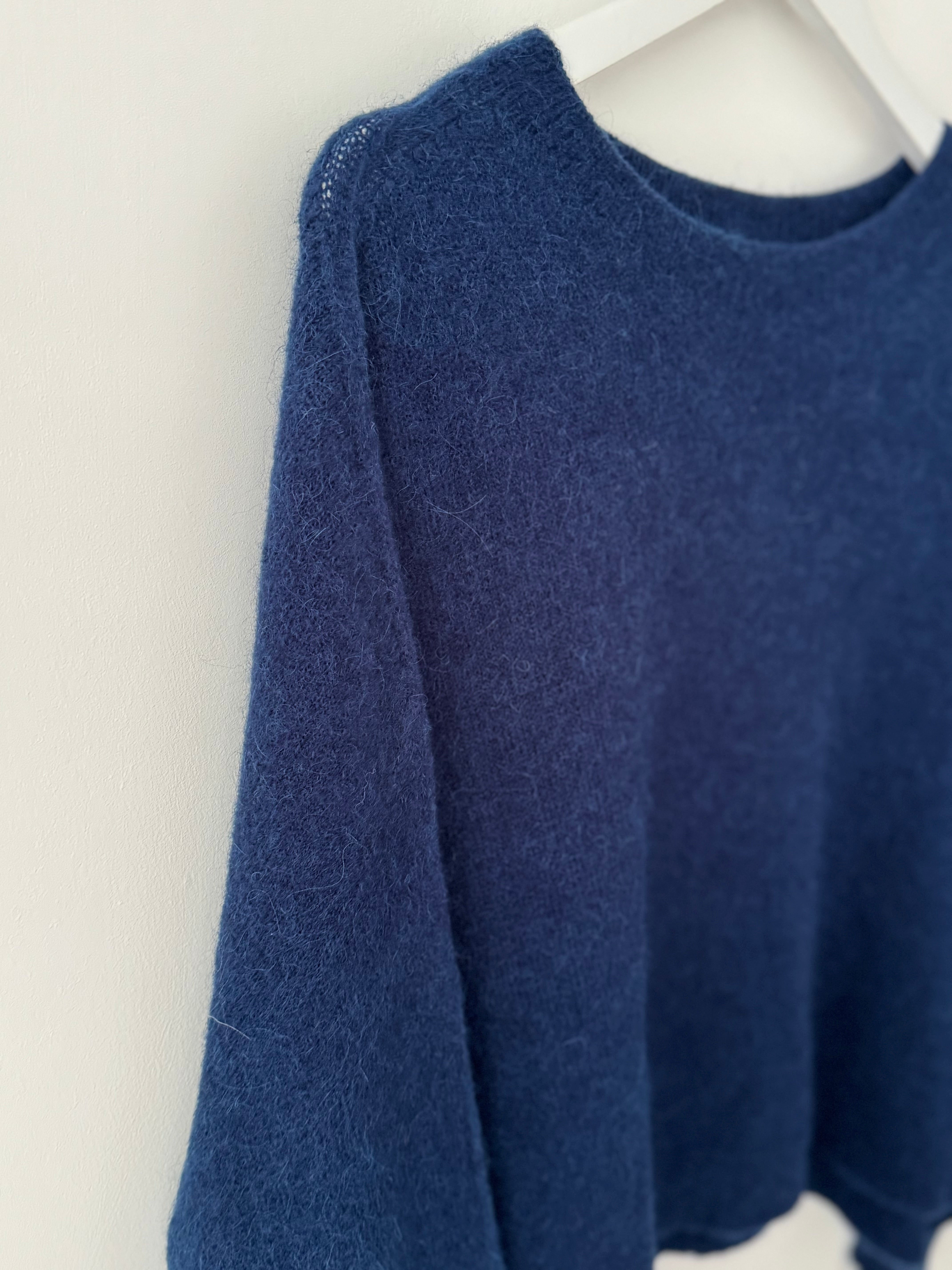 Luxe Slouchy Alpaca Jumper in Deep Blue
