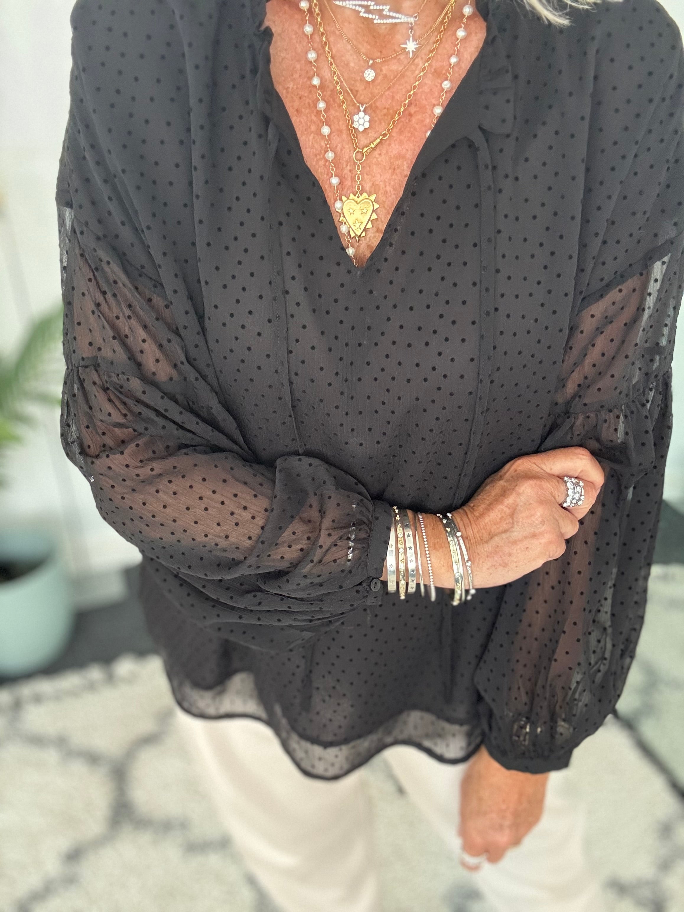 Polkadot Blouse in Black