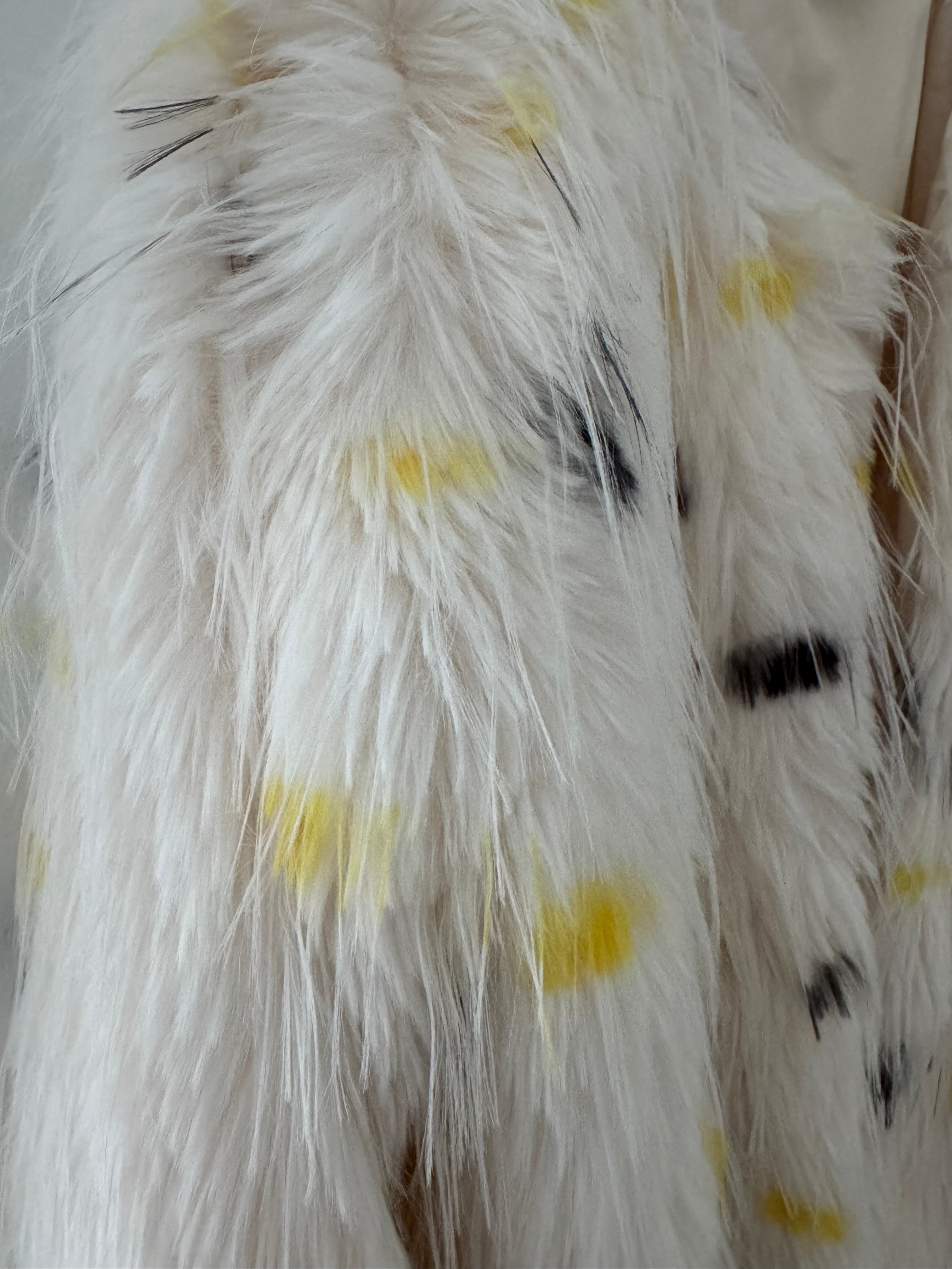 Faux Fur Spot Jacket in Yellow & Charcoal