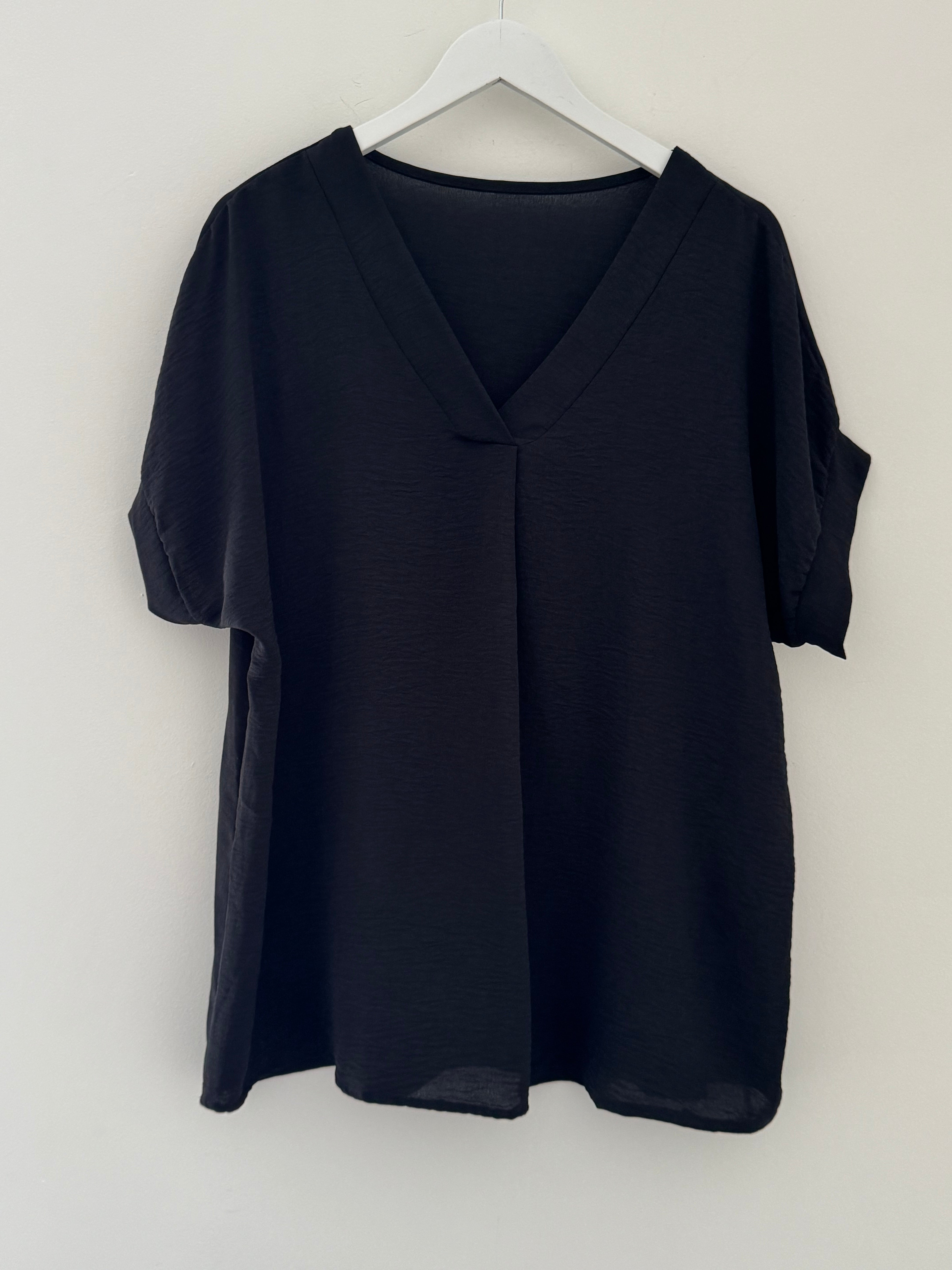 Simple Crepe Top in Black