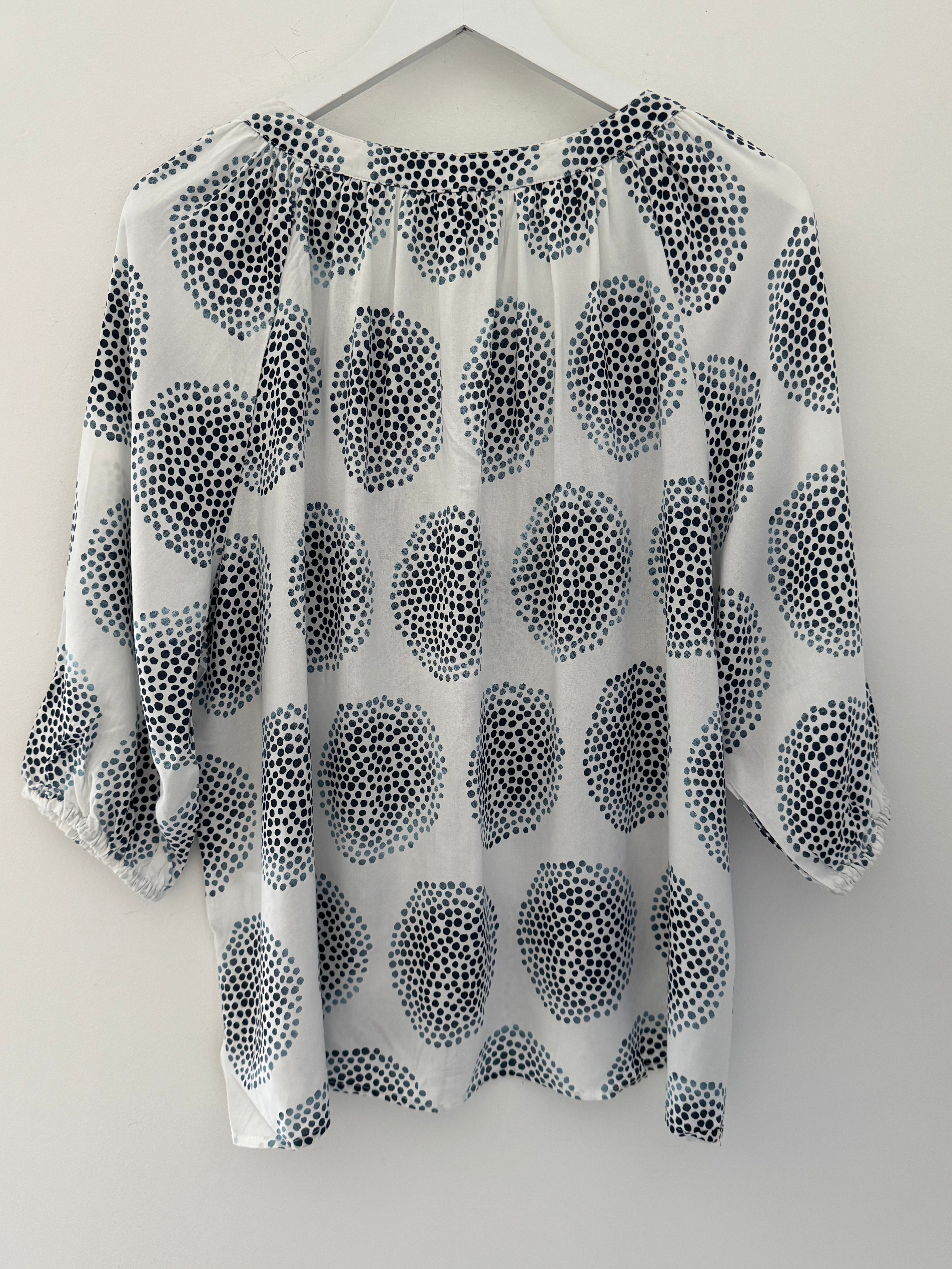 Circle Dots Blouse in White
