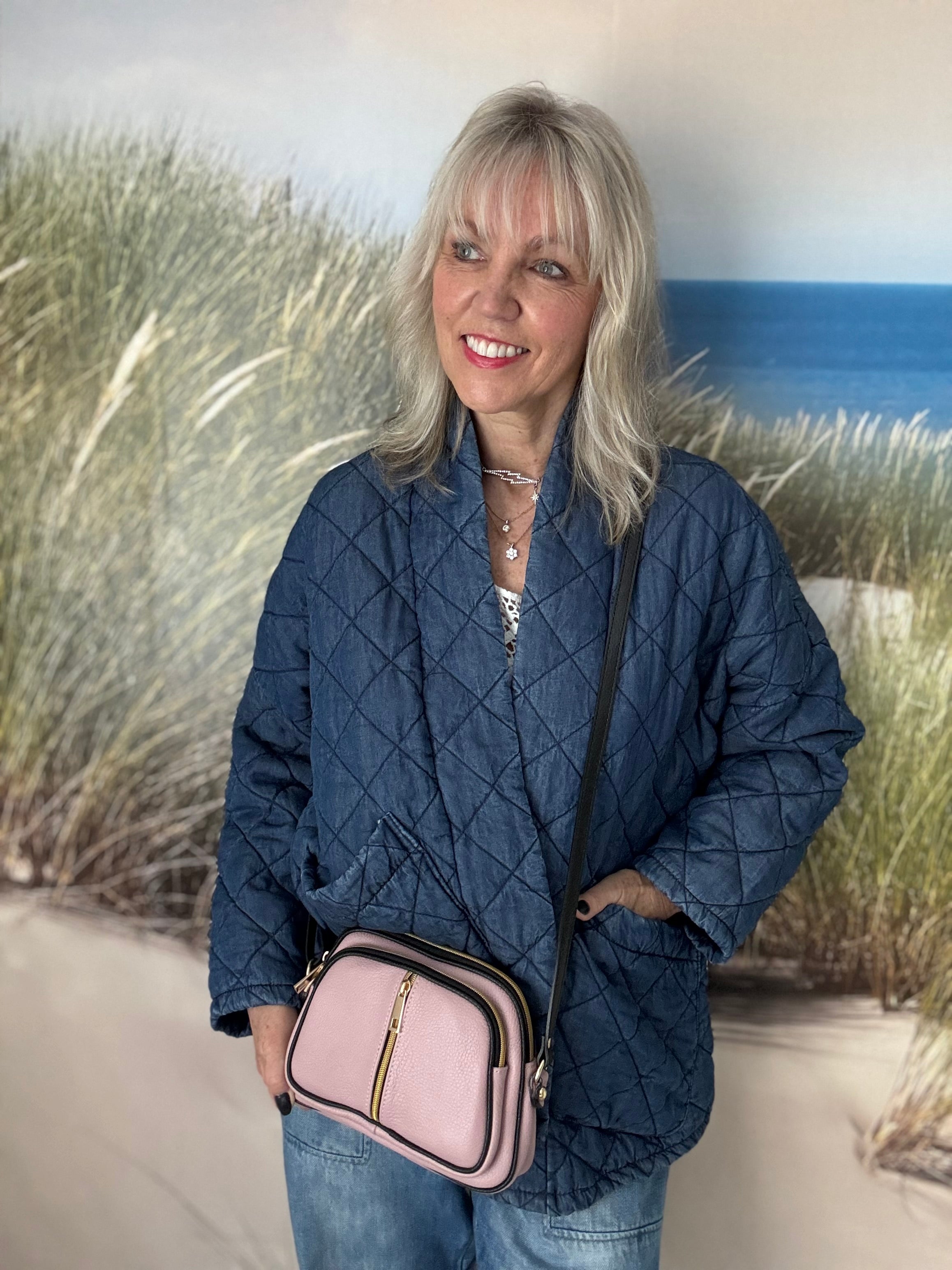 Leather Crossbody Bag in Soft Pink
