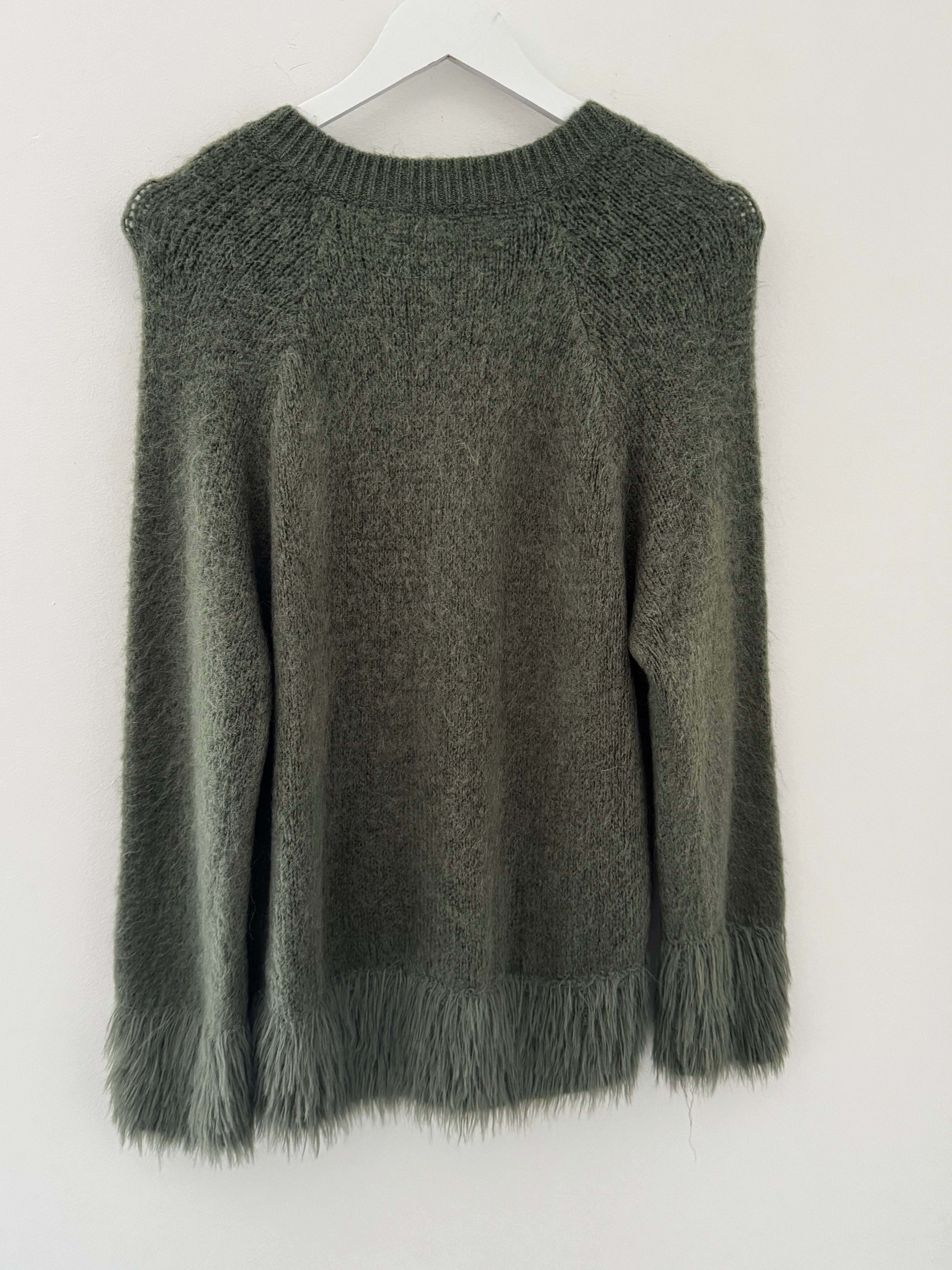 Luxe Fringe Cardigan in Khaki