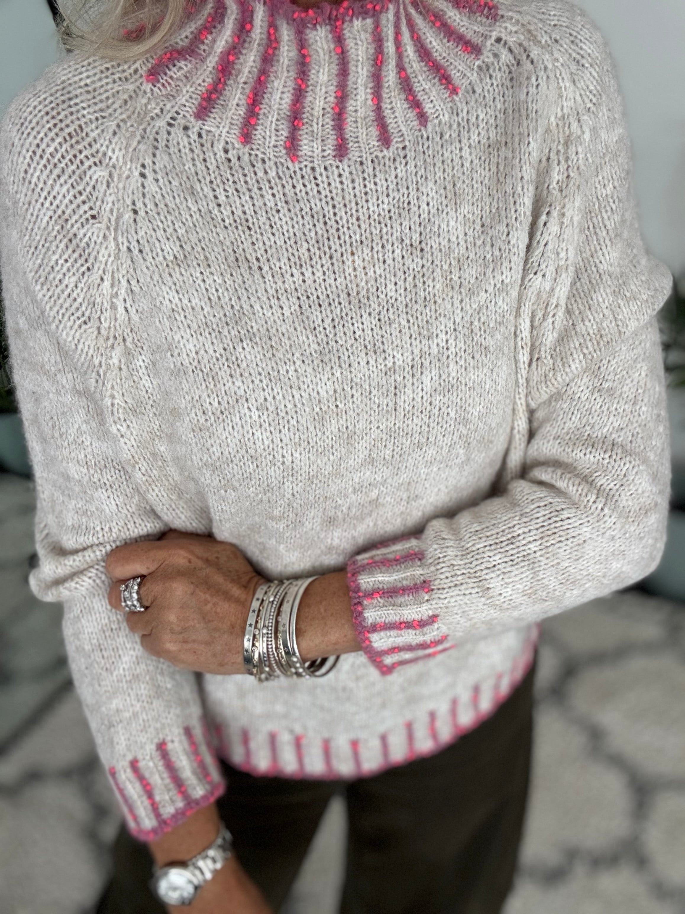 Stunning Funnel Neck Jumper in Stone
