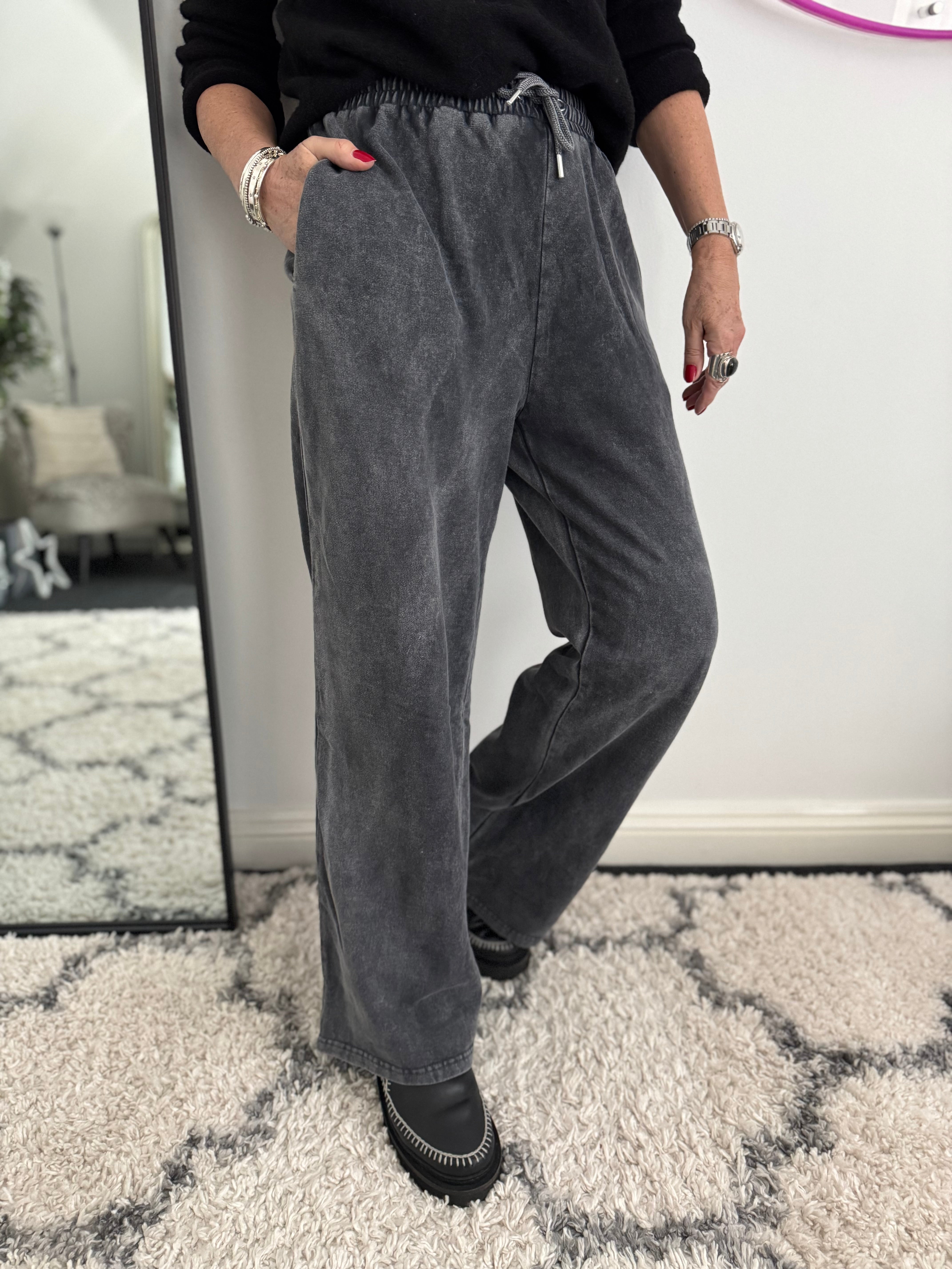 Jersey Stretch Slouchy Trousers in Vintage Charcoal
