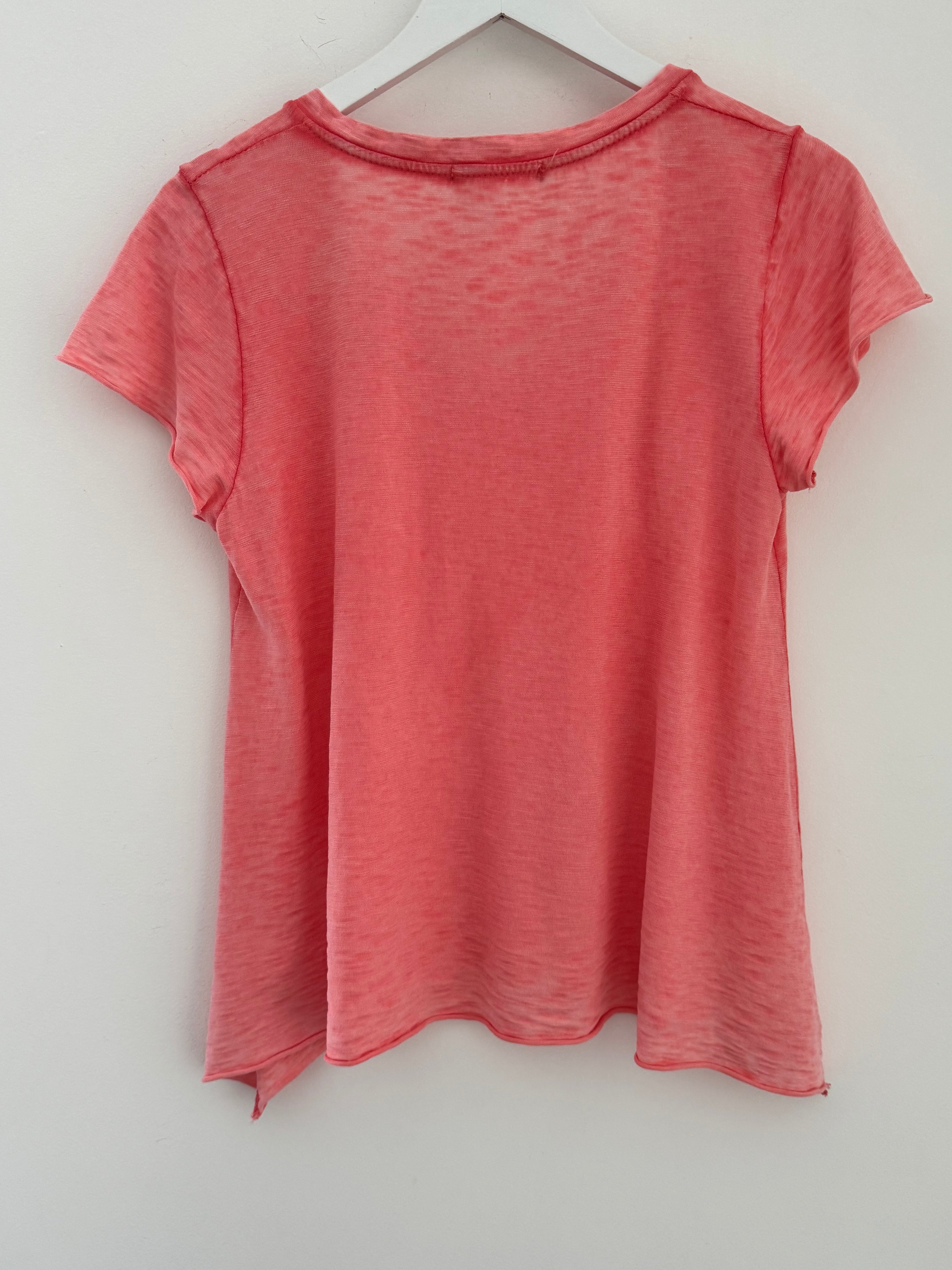 Luxe V Neck Tee in Coral
