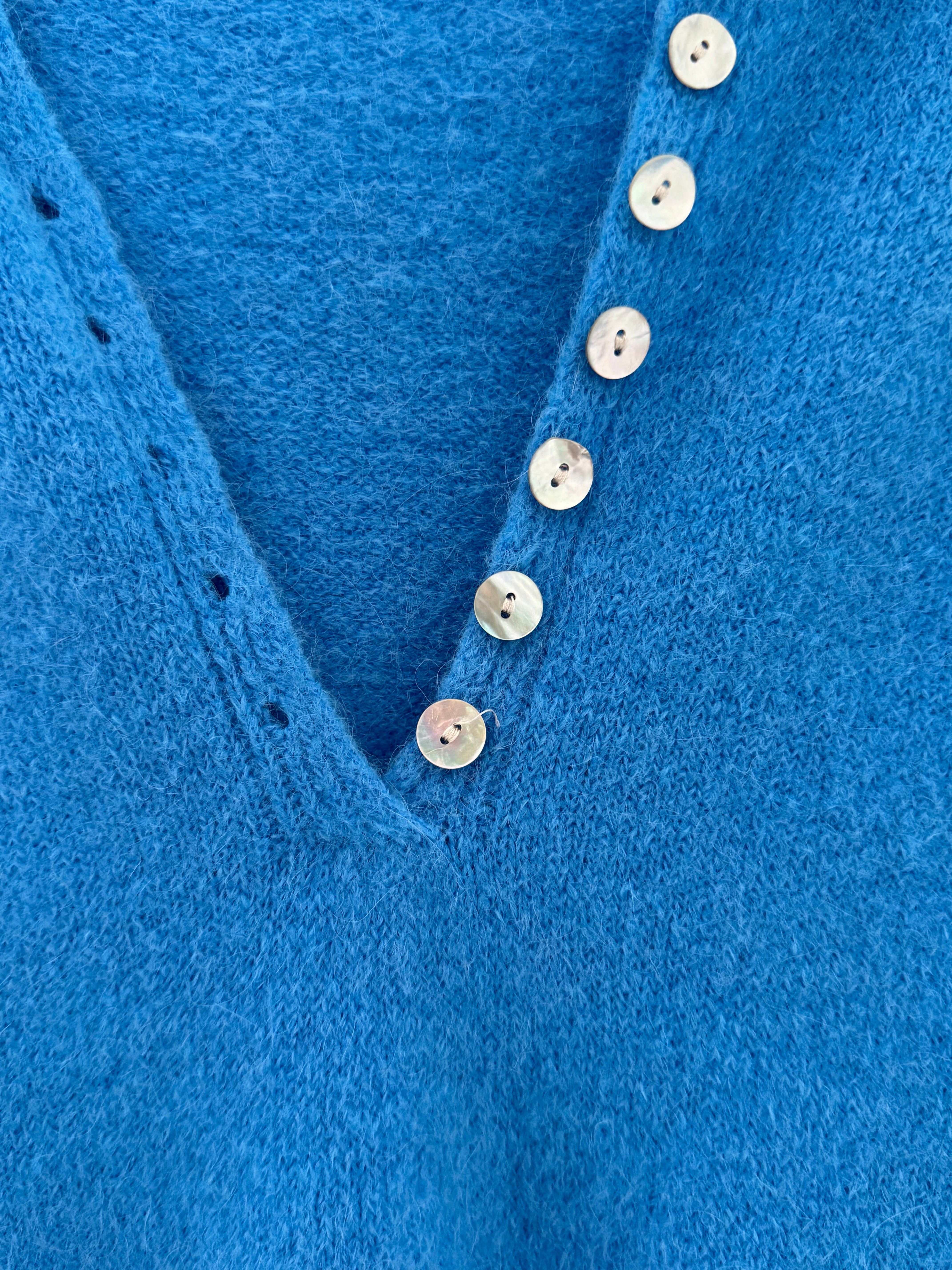 Softie Jumper with Button Neck in Sky Blue