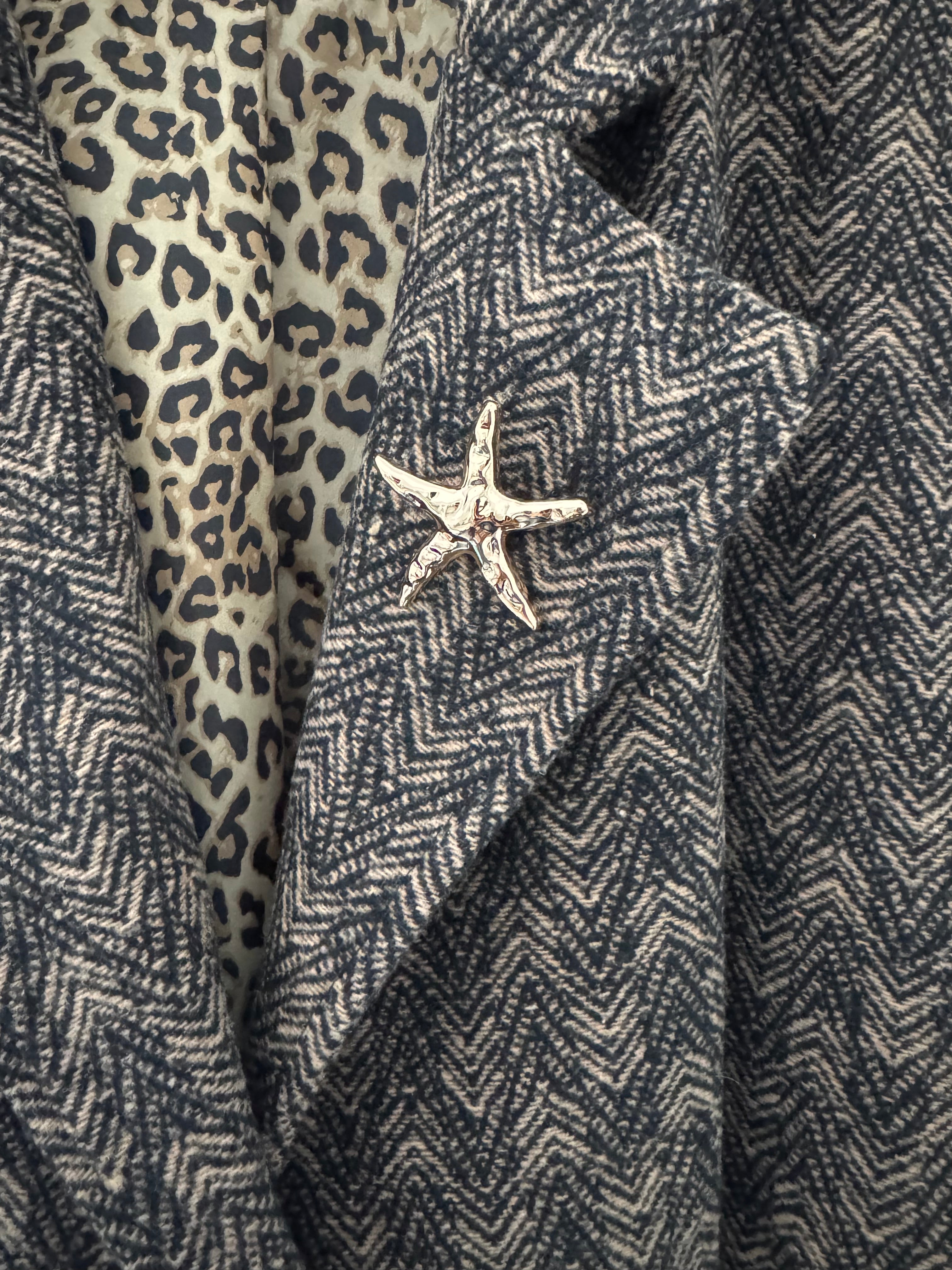 Tweed Boyfriend Jacket with Leopard Lining