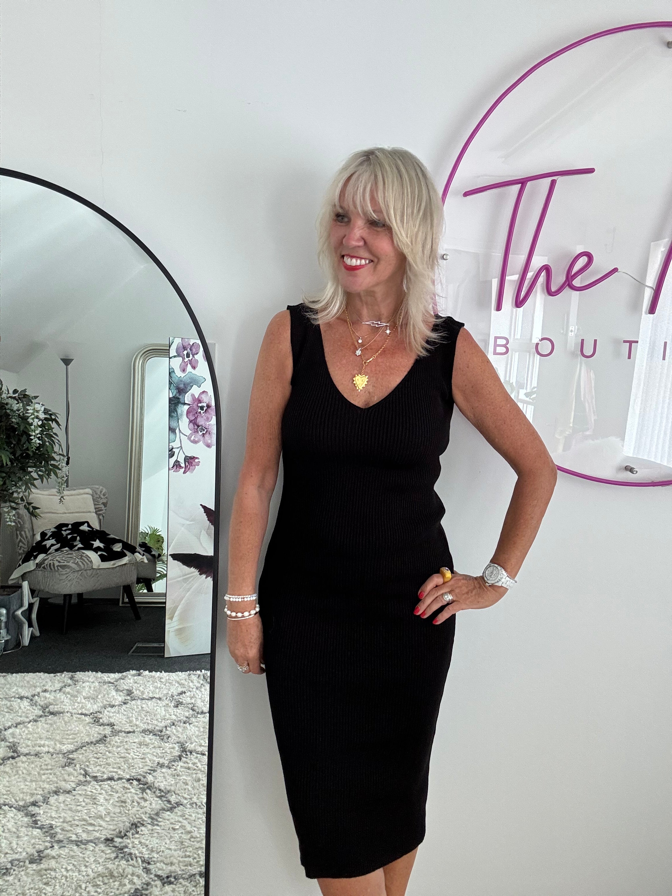 Dress & Cardi Co-Ord in Black & Ivory