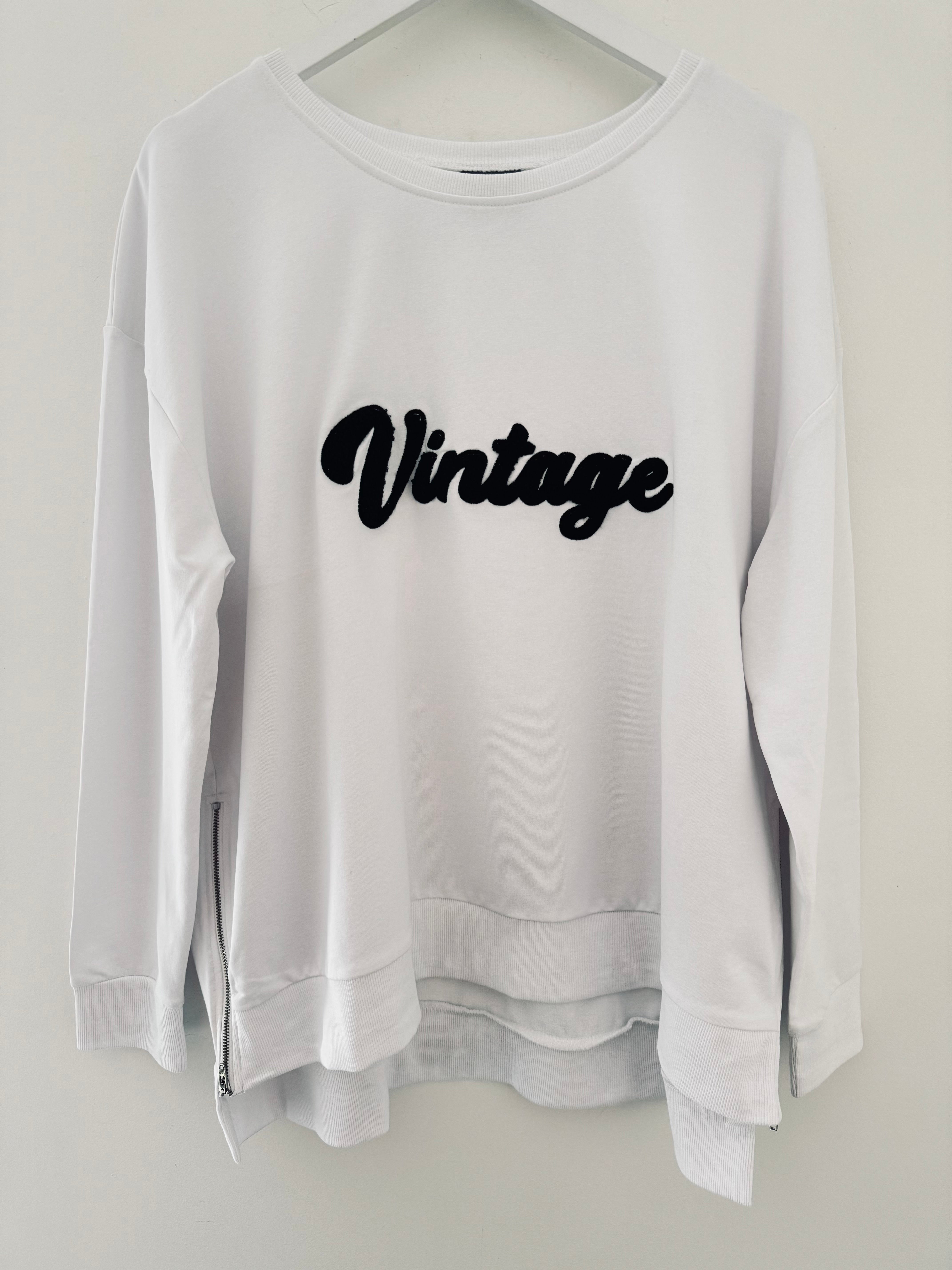 Vintage Zipped Sweatshirt in White