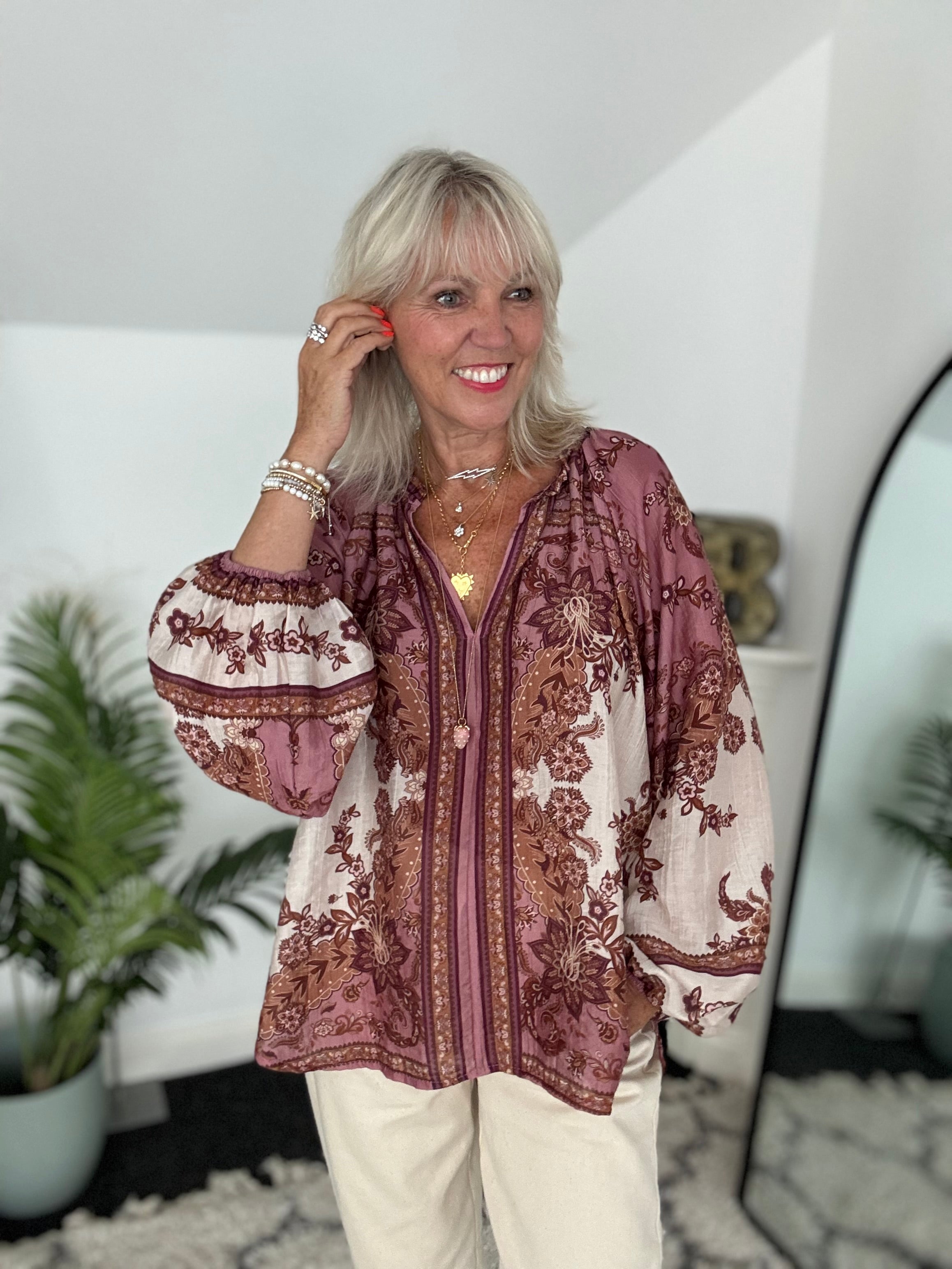 Designer Silky Paisley Blouse